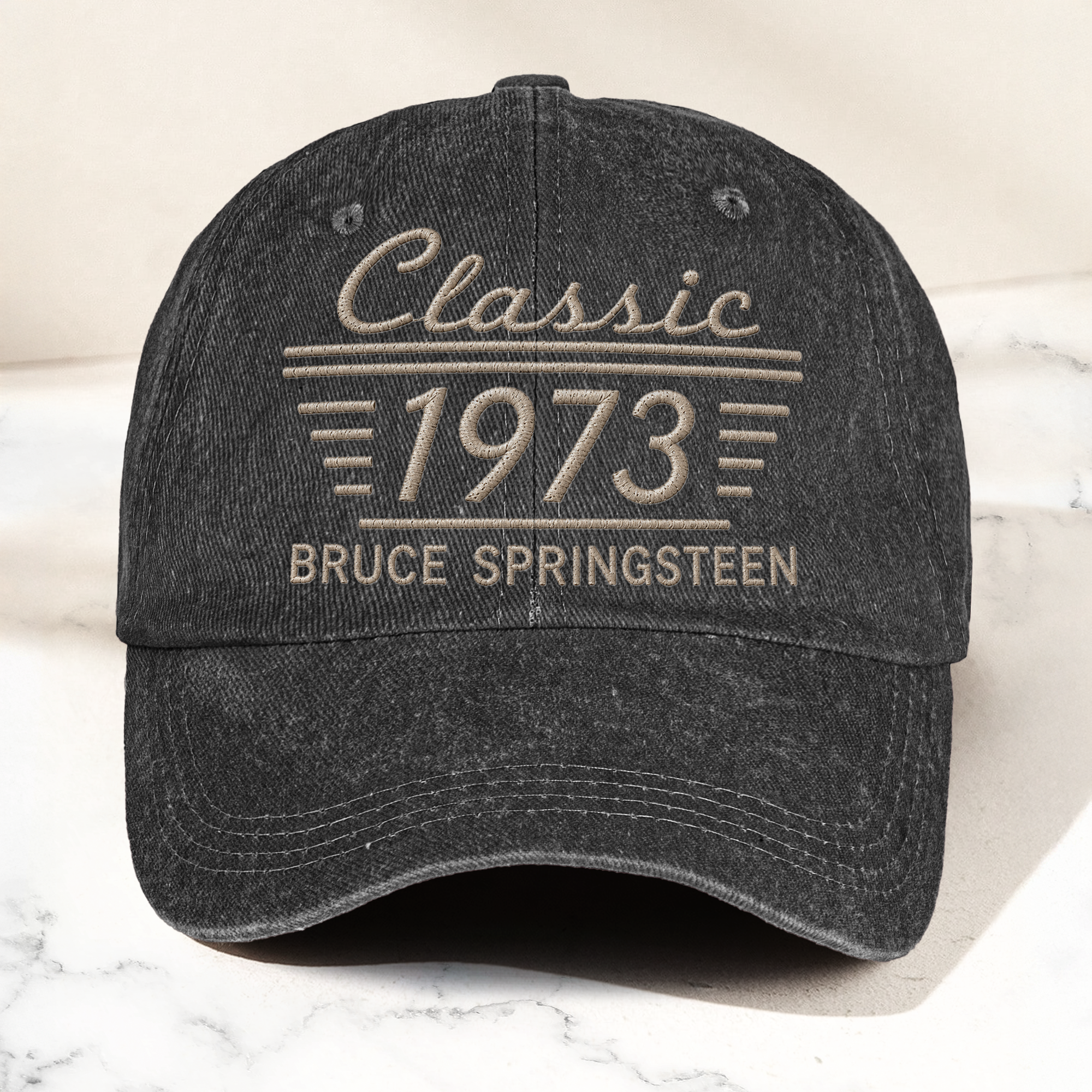 Bruce Springsteen Classic 1973 Est Heartland Rock Band Music Merch Graphic Denim Cap Retro Vintage Dad Cap Gift For Dad (With Box)