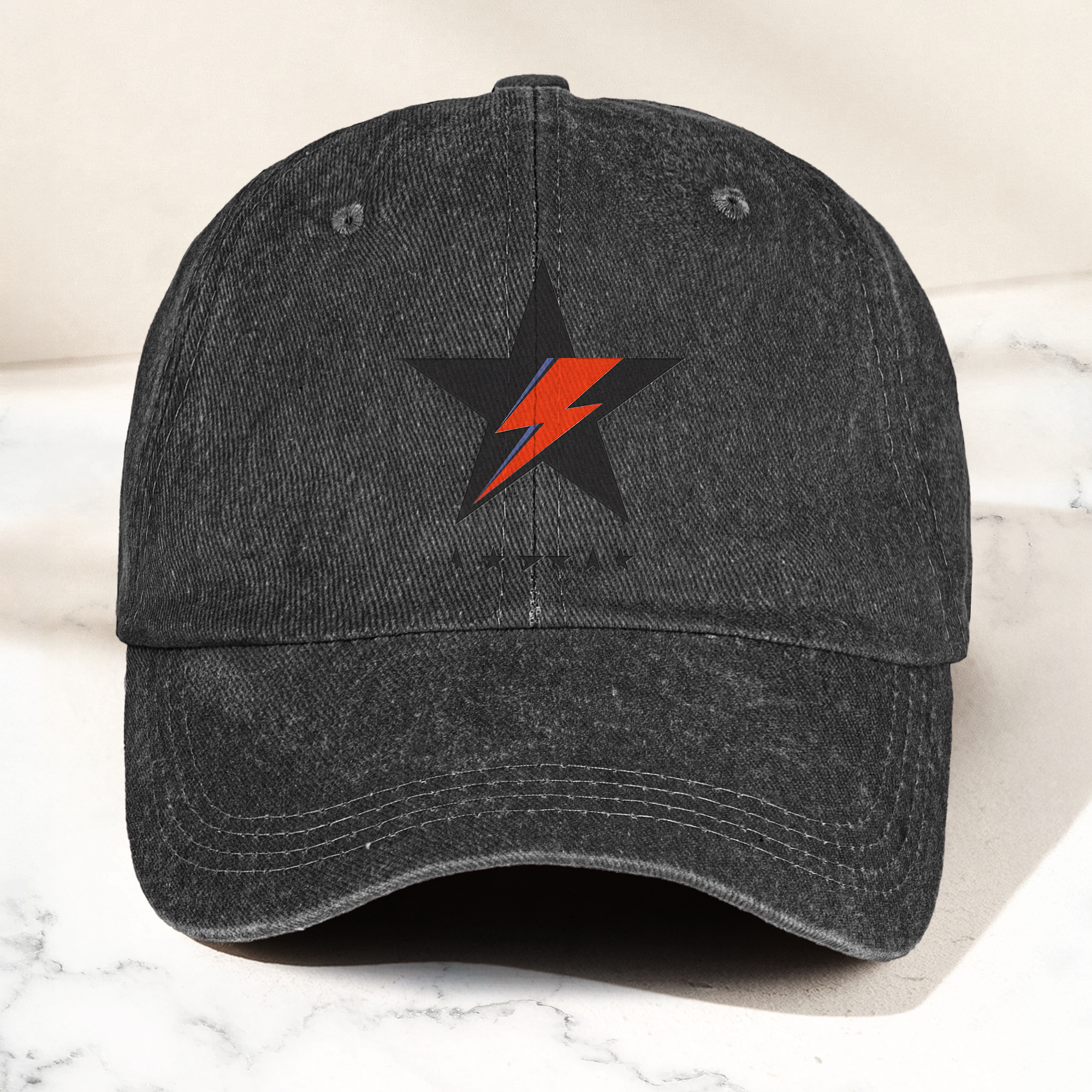 David Bowie Blackstar Ziggy Lightning Denim Cap Retro Music Cap Gift For Dad (With Box)