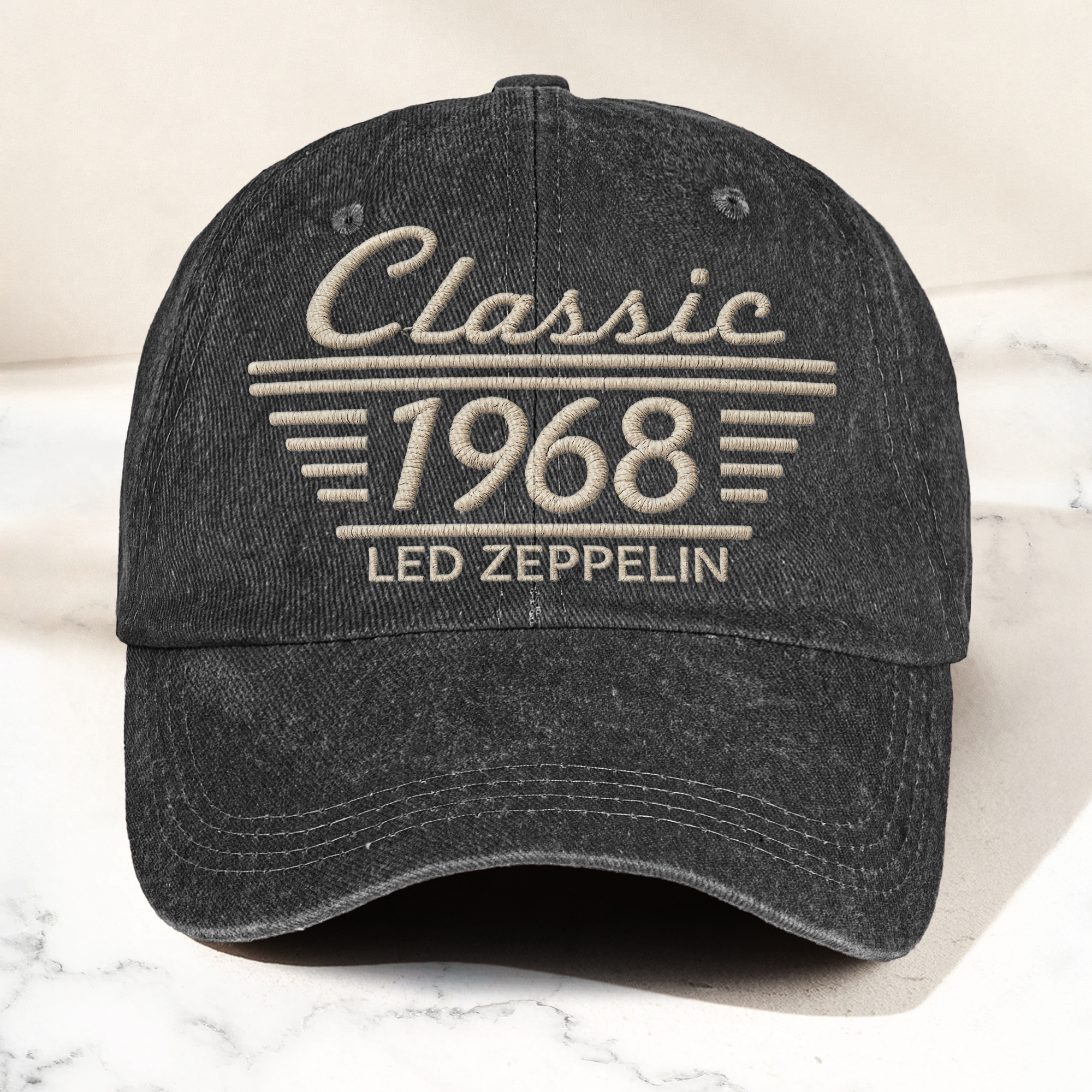 Led Zeppelin Classic 1968 Est Hard Rock Heavy Metal Band Music Merch Denim Cap Retro Vintage Dad Cap Gift For Dad (With Box)