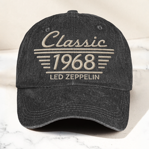Led Zeppelin Classic 1968 Est Hard Rock Heavy Metal Band Music Merch Denim Cap Retro Vintage Dad Cap Gift For Dad (With Box)