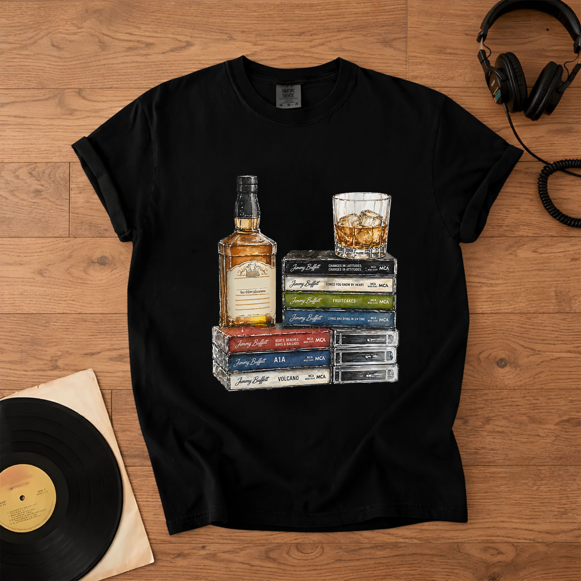 Jimmy Buffett Cassette Album Collection T-Shirt Retro Music Jimmy Buffett Merch Tee