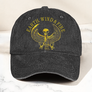 Earth Wind Fire Vintage Gold Egyptian Falcon Logo Denim Cap Retro Vintage Dad Cap Gift For Dad (With Box)