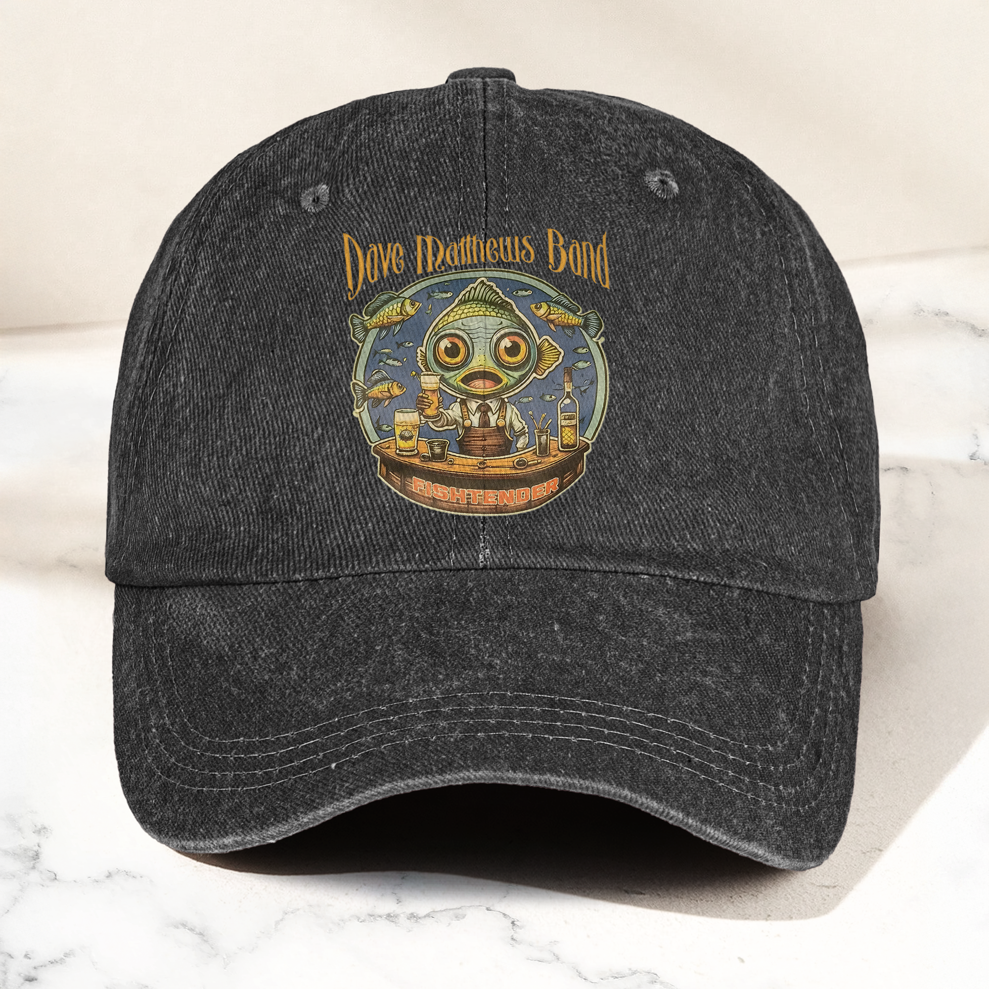Dave Matthews Band Fishtender Denim Cap Retro Music Cap Gift For Dad (With Box)