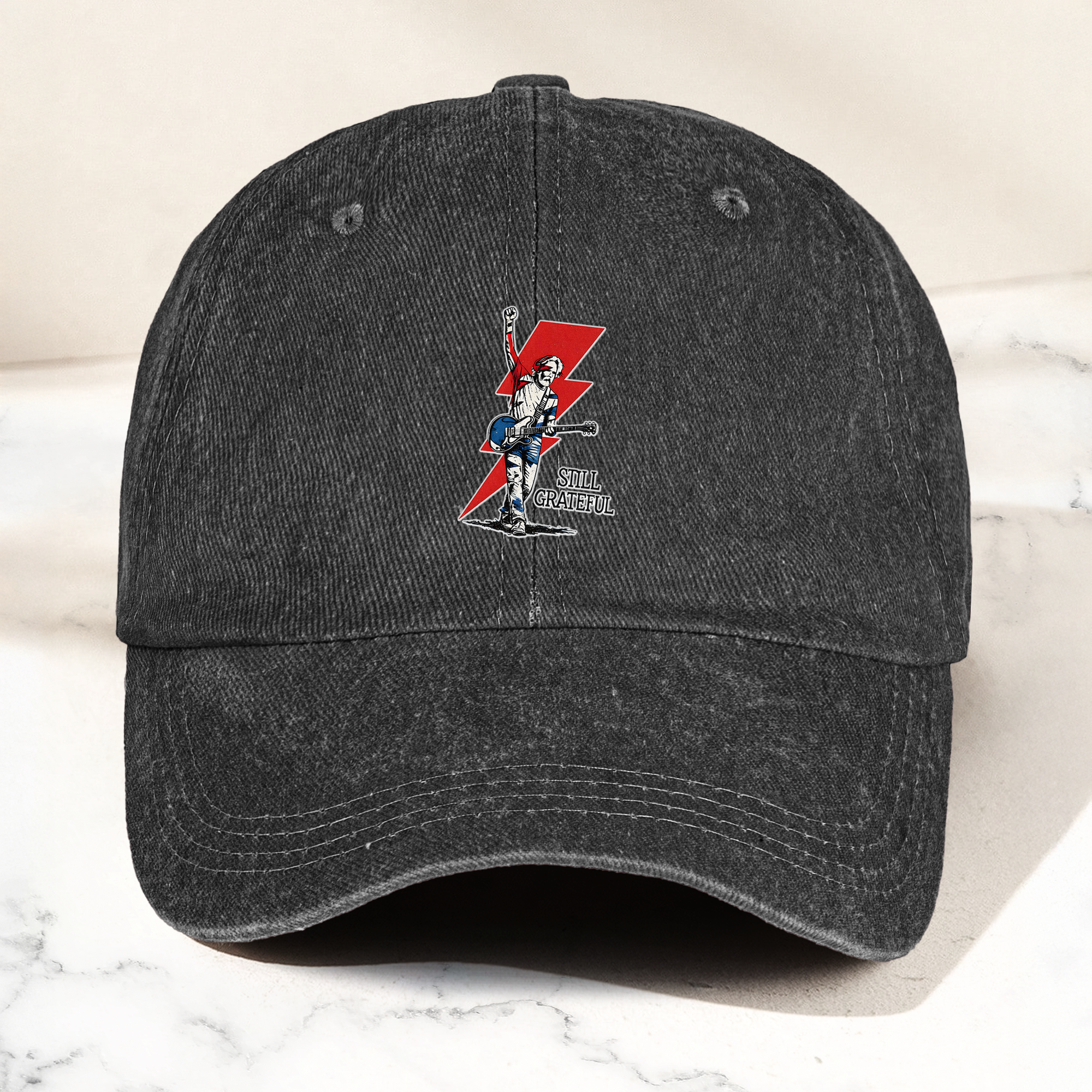 Still Grateful Lightning Guitar Dad Hat Vintage Rock Spirit Cap