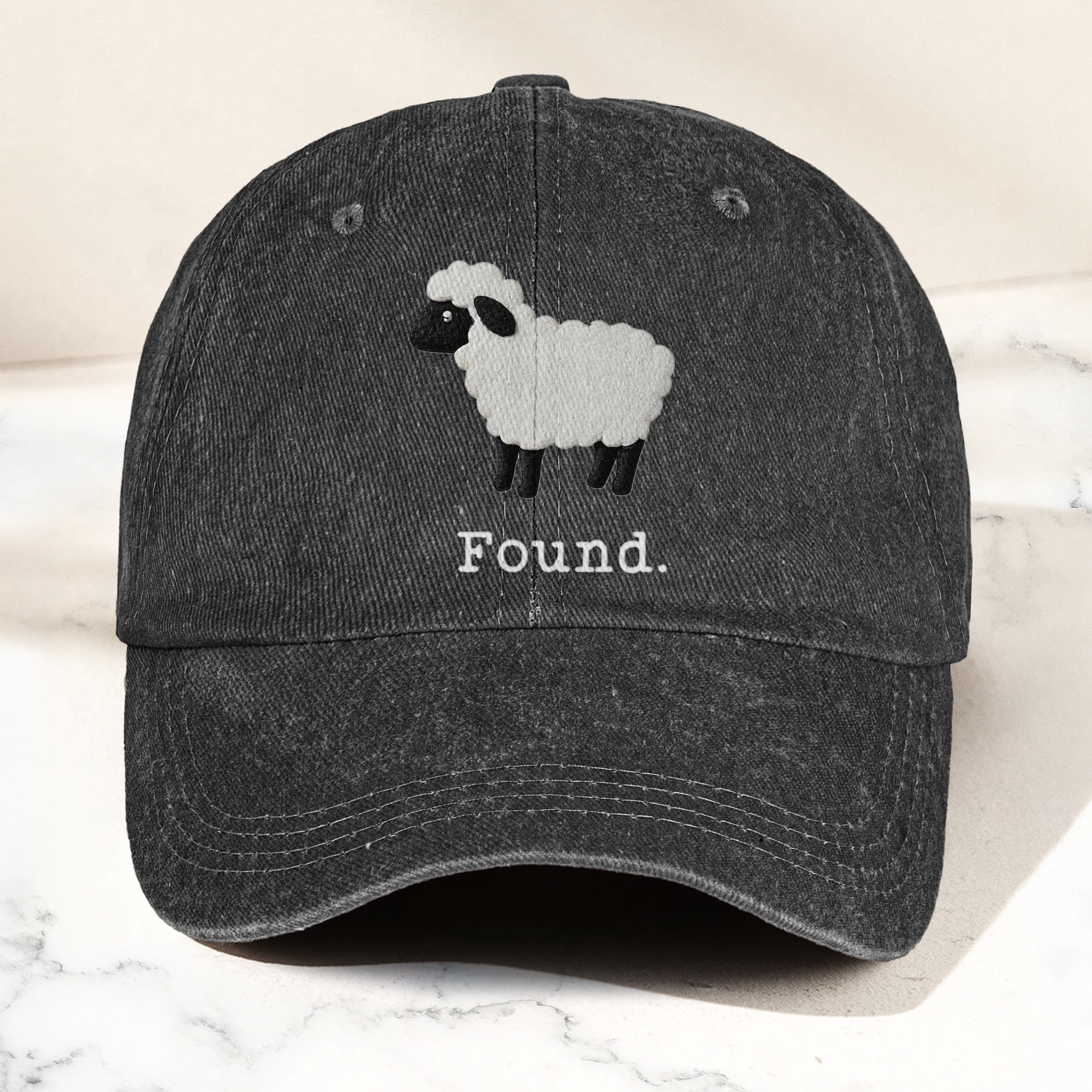 Found Lost Sheep Christian Faith Denim Cap Vintage Dad Cap Gift For Dad (With Box)