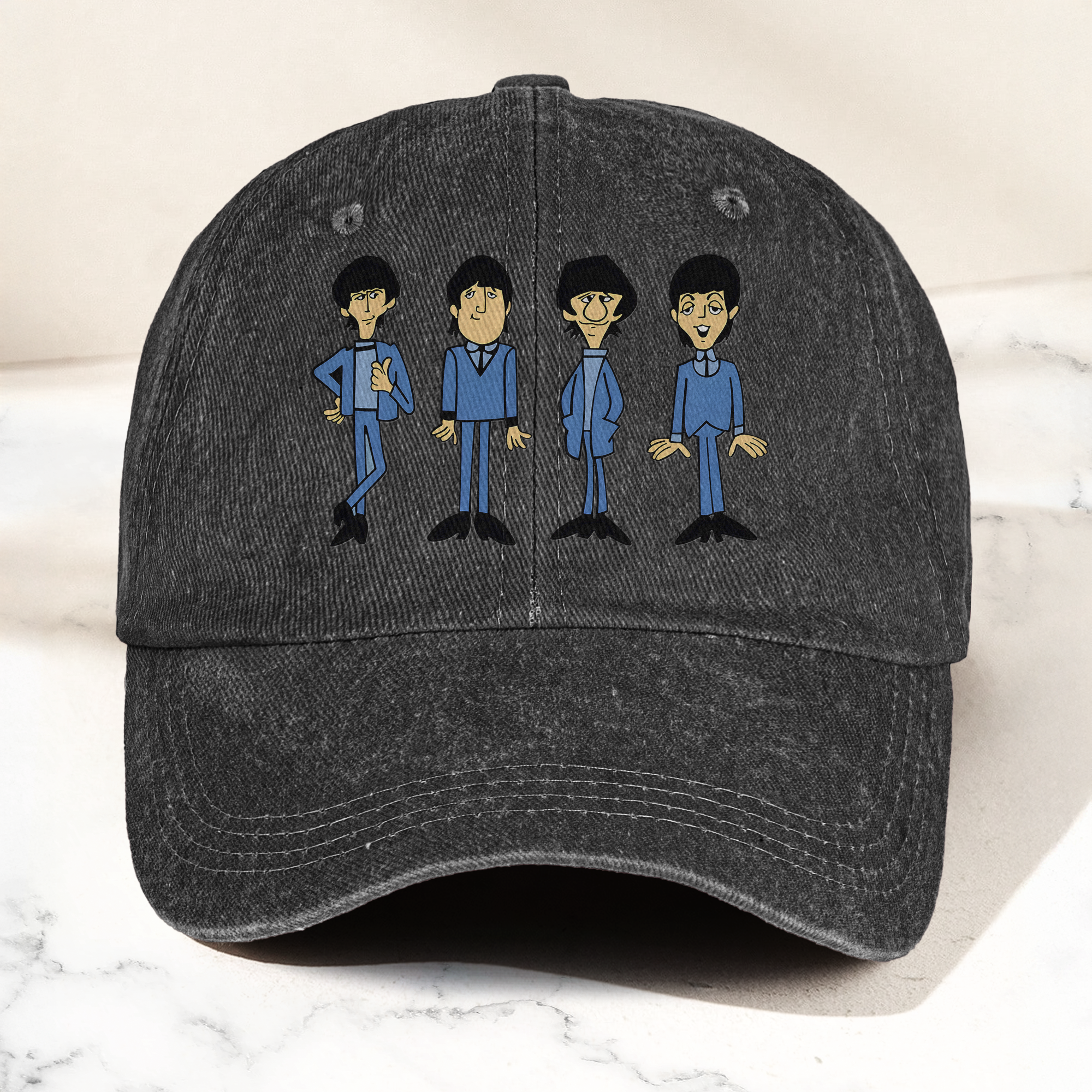 The Beatles Cartoon Series Denim Cap Retro The Beatles Tribute Merch Dad Hat (With Box)
