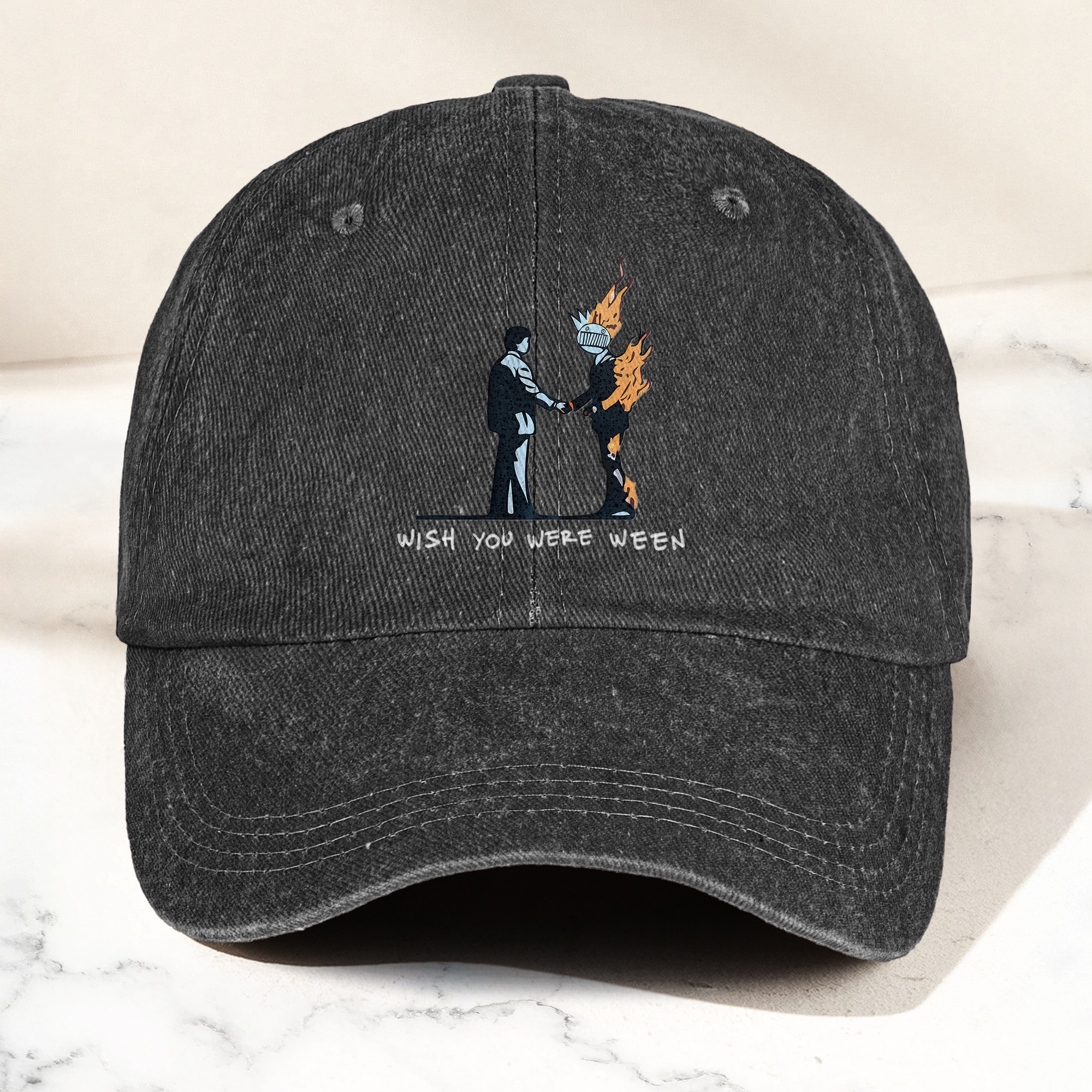 Wish You Were Ween Pink Floyd Denim Cap Retro Pink Floyd Merch Gift for Dad (With Box)