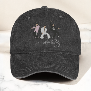 Elvis Presley With Sign Graphic Denim Cap Vintage Elvis Presley Album Merch Gift for Dad (With Box)