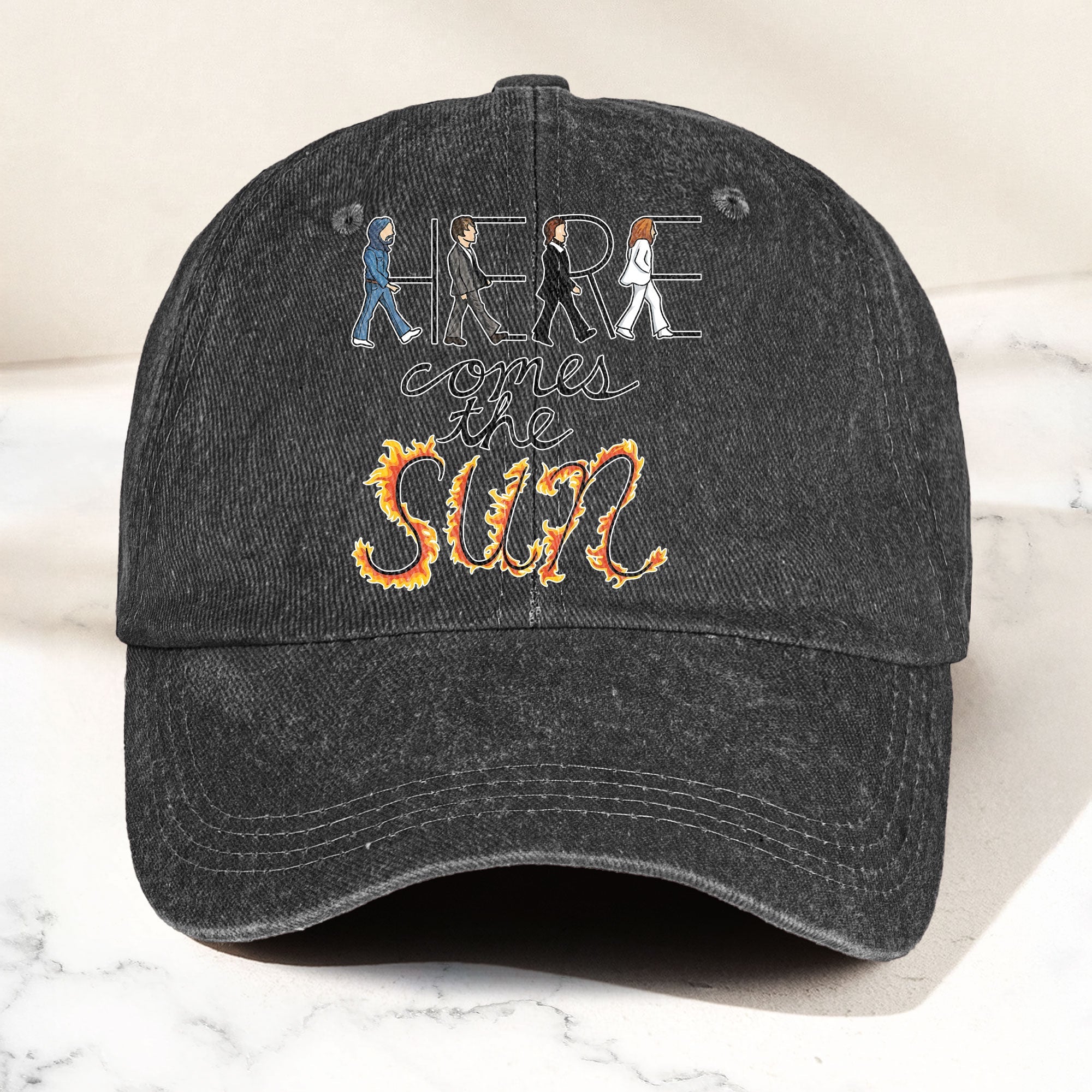 Here Comes the Sun Denim Cap Retro The Beatles Tribute Merch Dad Hat (With Box)