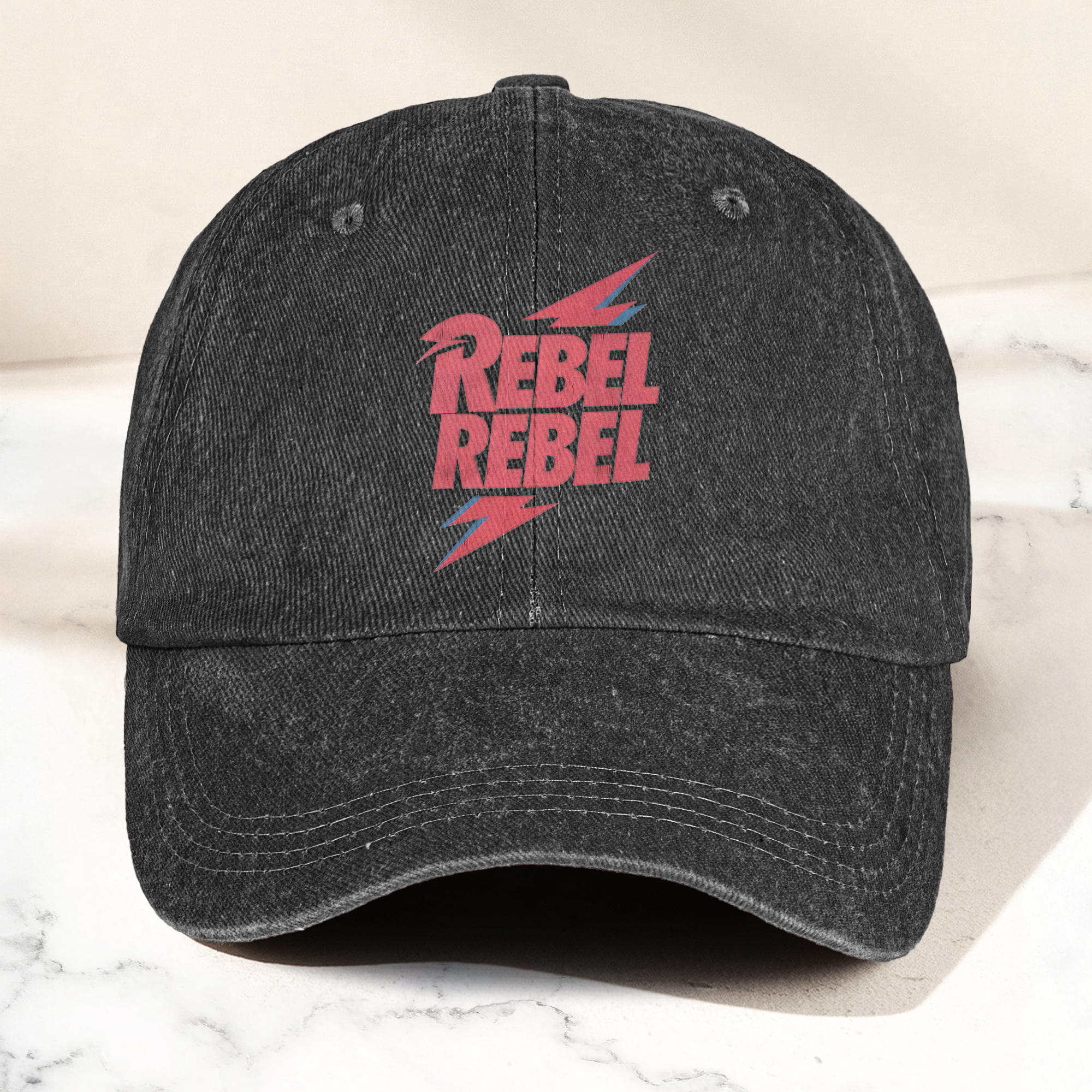 David Bowie Rebel Rebel Denim Cap Retro Music Cap Gift For Dad (With Box)