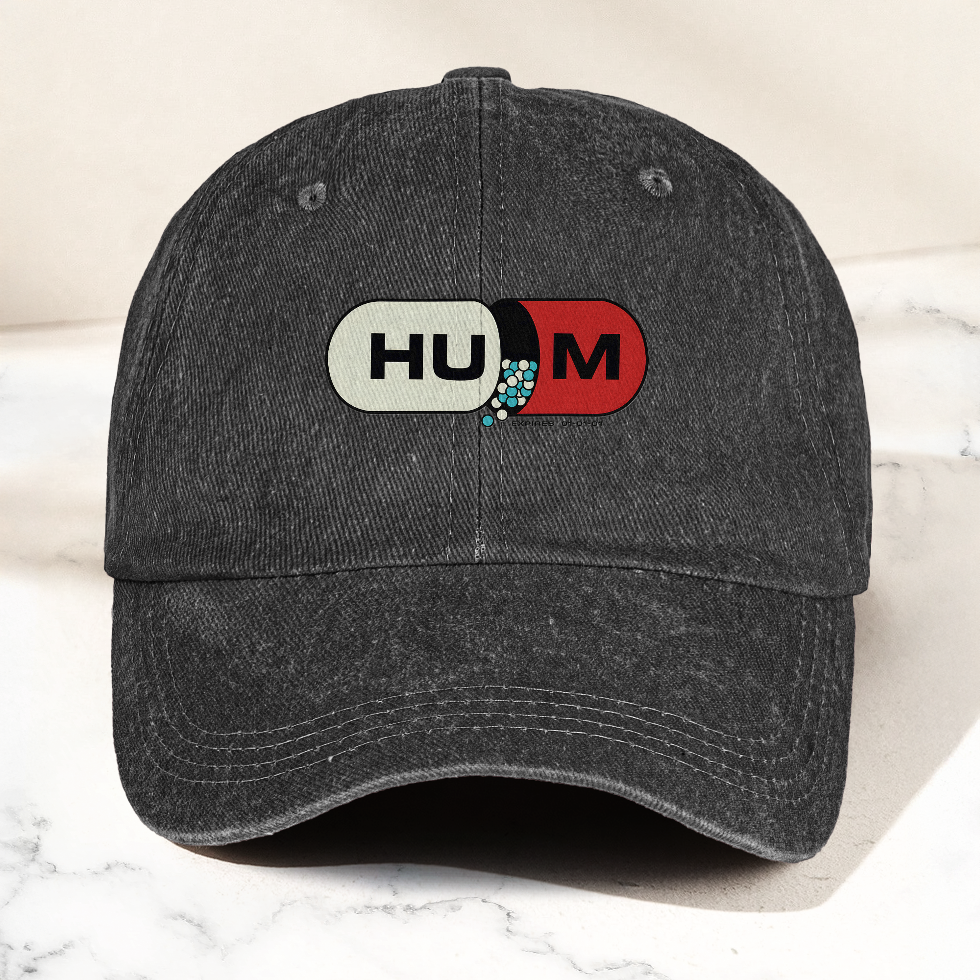 Hum Medication Parody Vintage Dad Hat Funny Graphic Hum Band Cotton Cap (With Box)