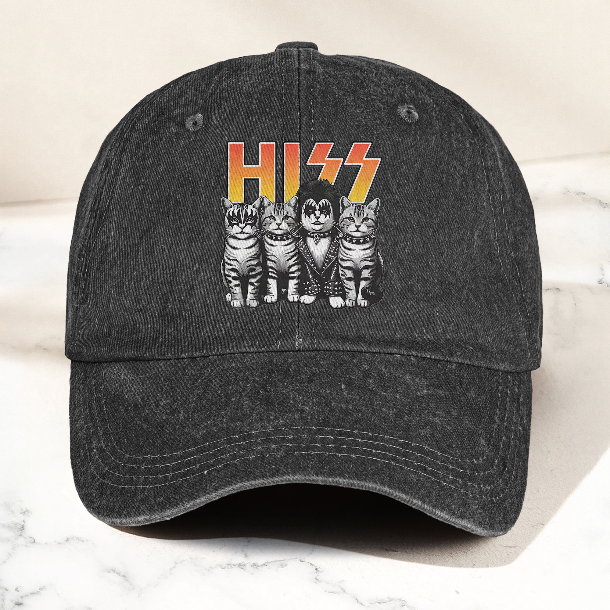 Hiss Cats Rock Kittens Denim Cap Retro Hiss Band Merch Gift for Dad (With Box)