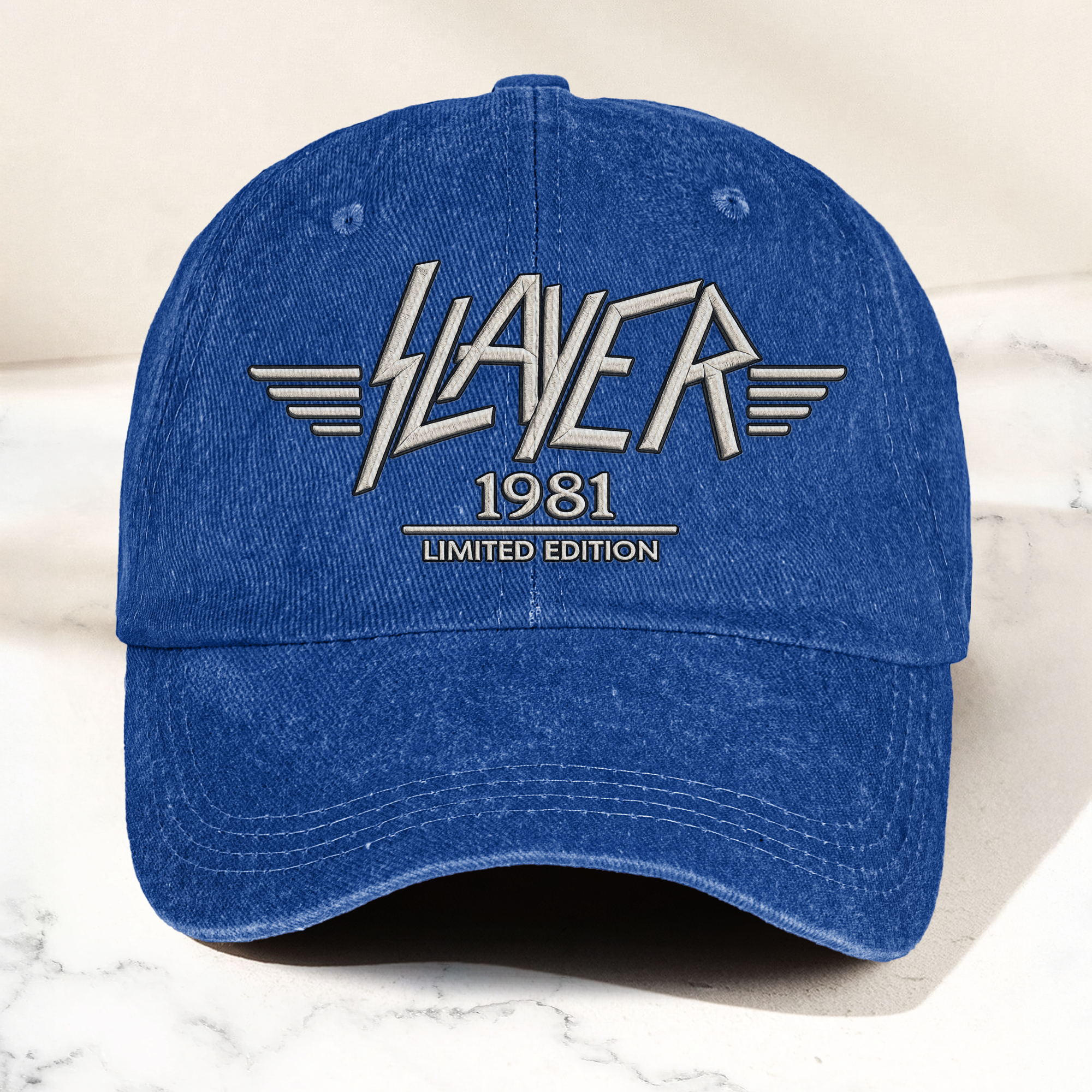 Slayer Band Logo Est 1981 Denim Cap Retro Vintage Dad Cap Gift For Dad (With Box)