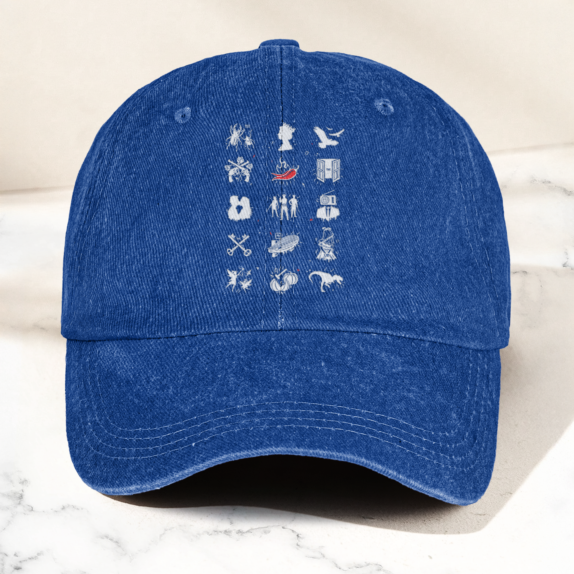 Talking Heads Symbols Cap Vintage Washed Black Dad Hat, Minimalist Alternative Rock Icon Hat (With Box)
