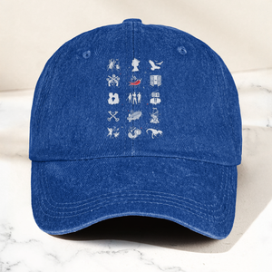 Talking Heads Symbols Cap Vintage Washed Black Dad Hat, Minimalist Alternative Rock Icon Hat (With Box)