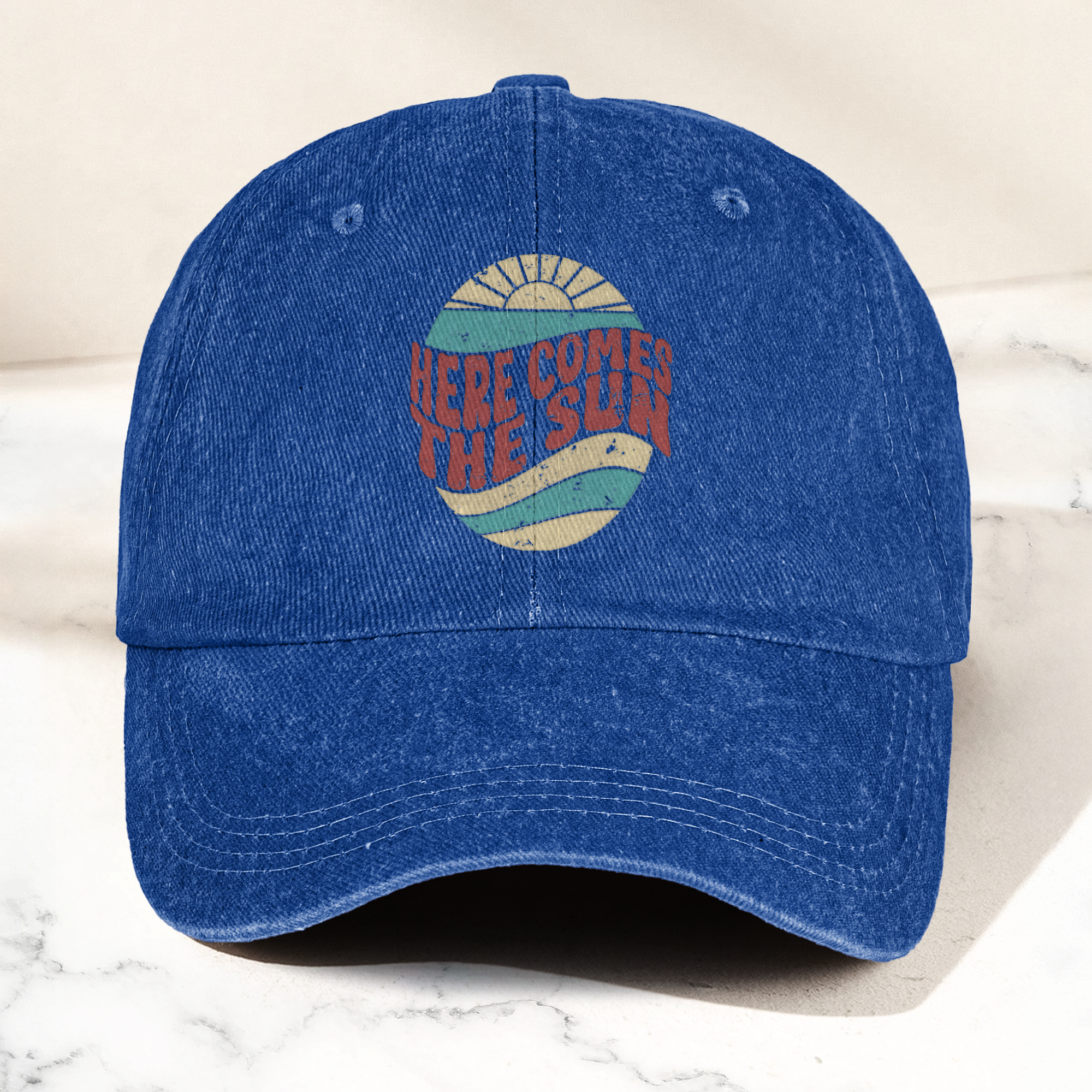 Groovy Here Comes The Sun Denim Cap Retro The Beatles Merch Gift for Dad (With Box)