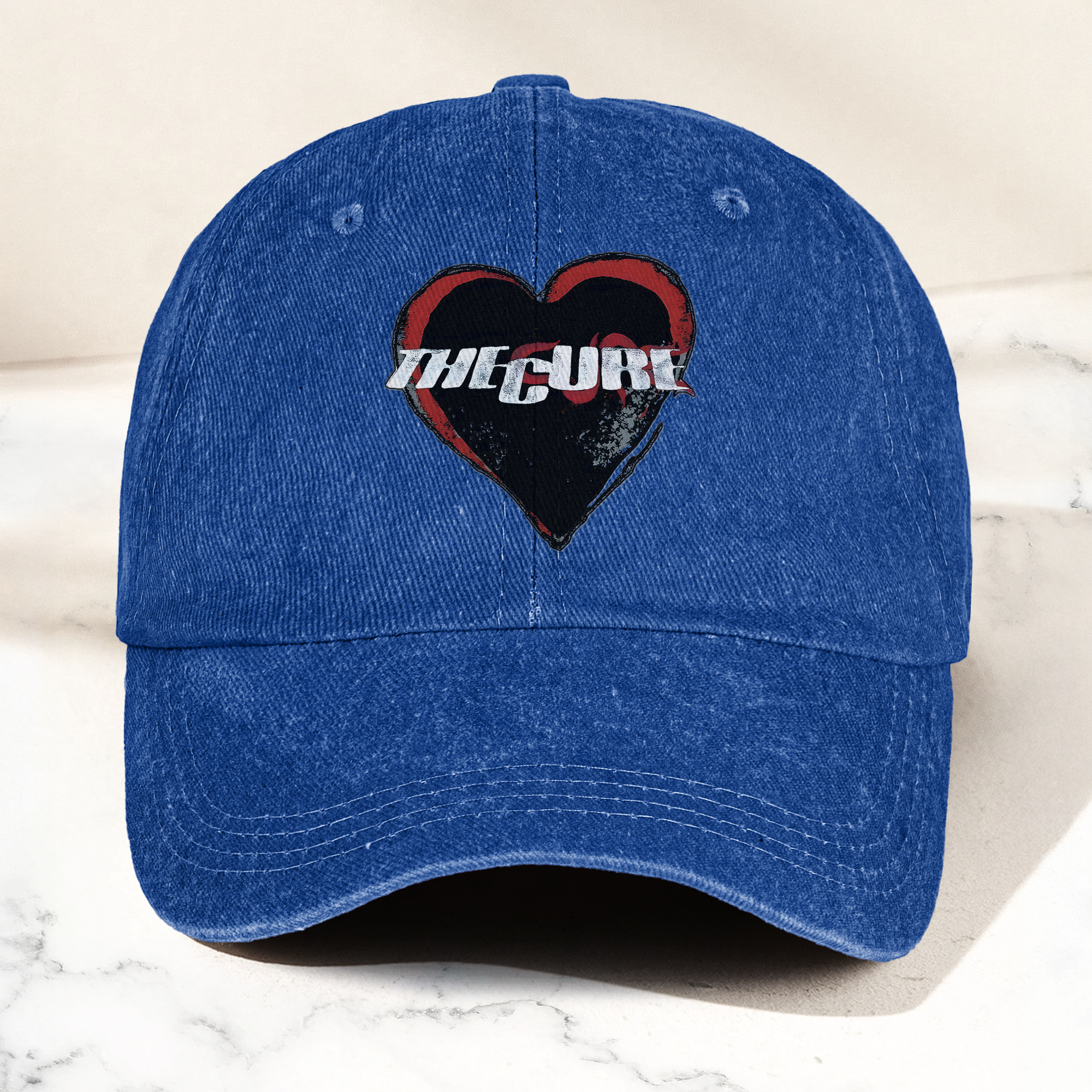 The Cure Heart Logo Denim Cap Vintage The Cure Band Album Merch Gift for Dad (With Box)