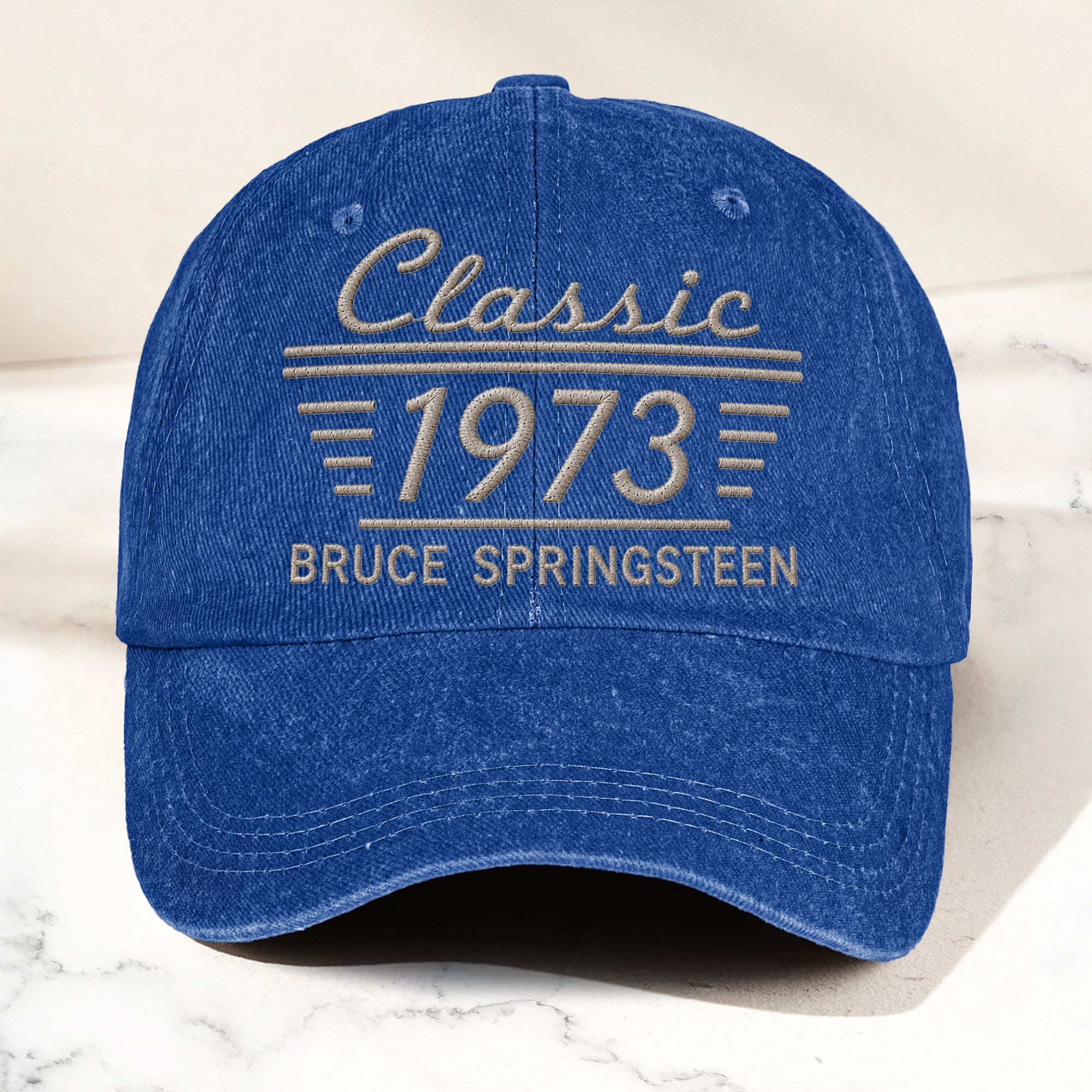 Bruce Springsteen Classic 1973 Est Heartland Rock Band Music Merch Graphic Denim Cap Retro Vintage Dad Cap Gift For Dad (With Box)