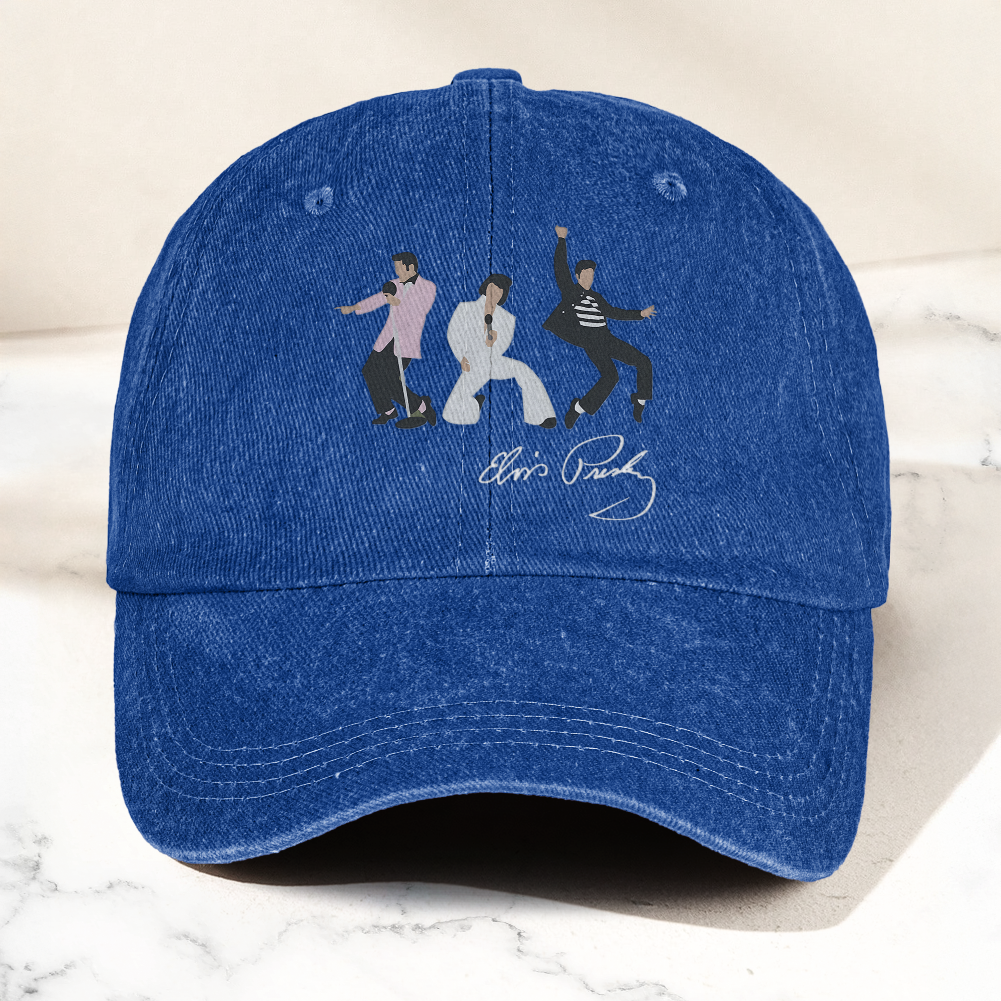 Elvis Presley With Sign Graphic Denim Cap Vintage Elvis Presley Album Merch Gift for Dad (With Box)