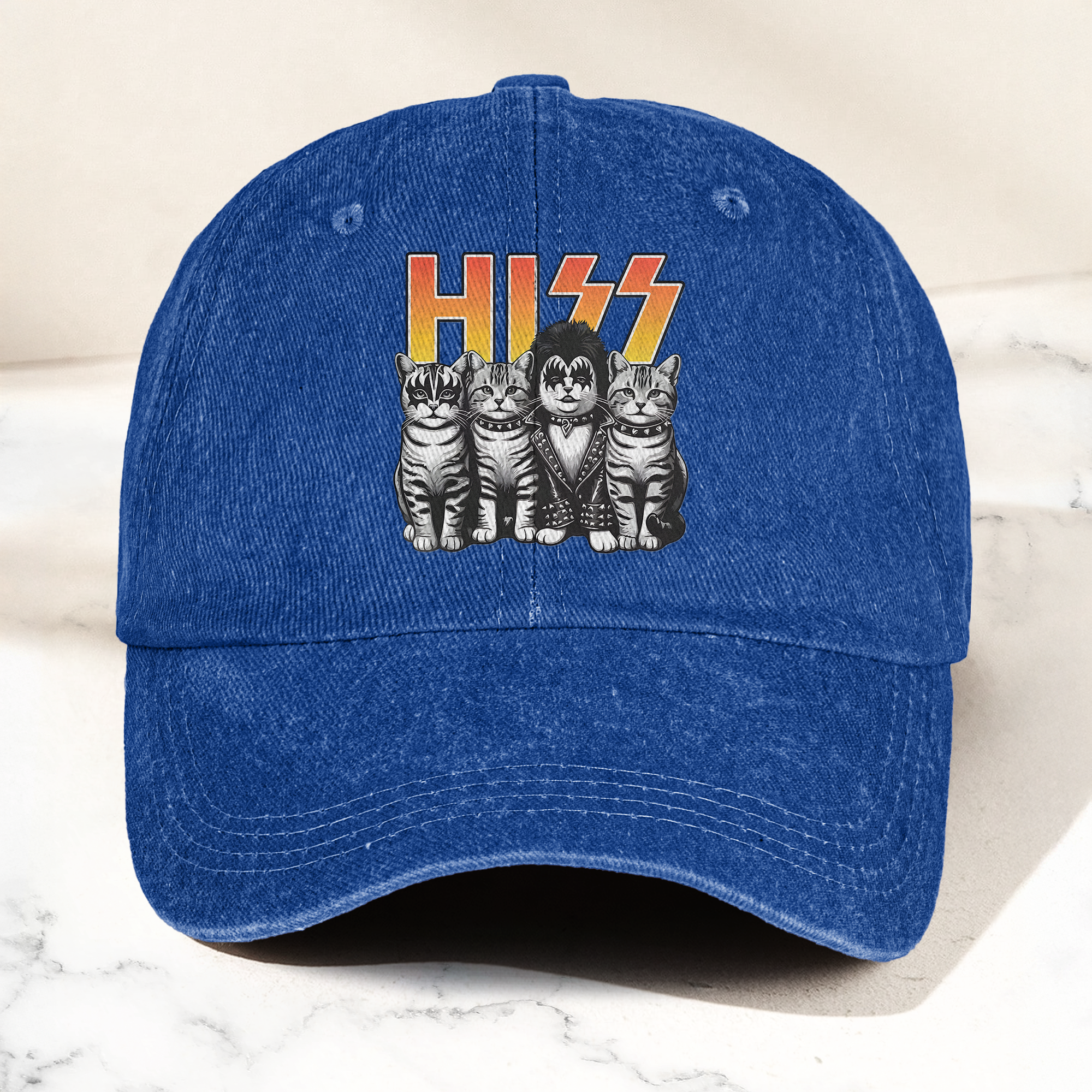 Hiss Cats Rock Kittens Denim Cap Retro Hiss Band Merch Gift for Dad (With Box)