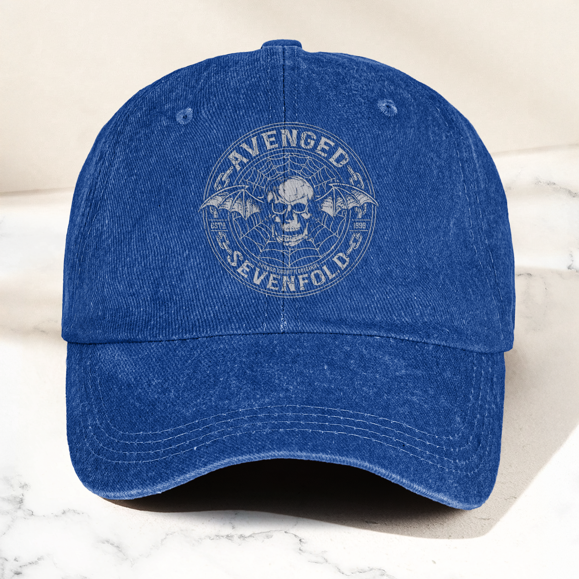 Avenged Sevenfold Deathbat Logo Denim Cap Retro Vintage Dad Cap Gift For Dad (With Box)