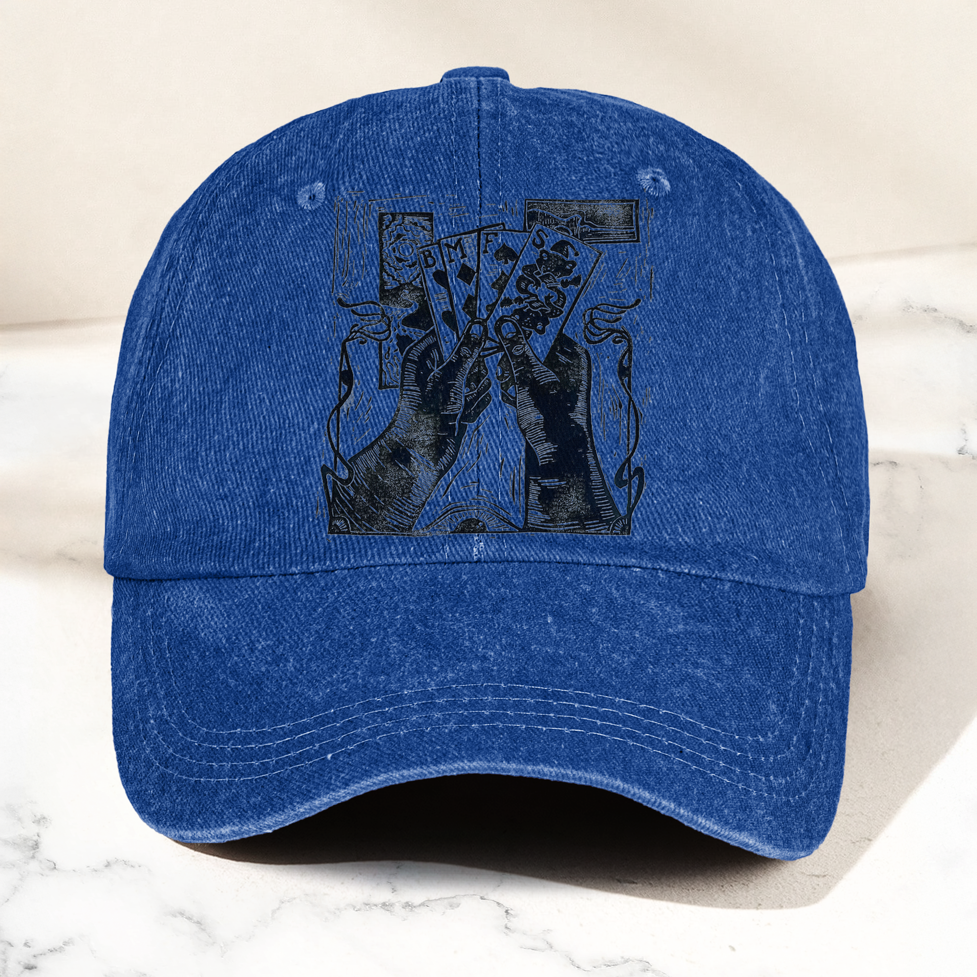 Billy Strings BMFS Playing Cards Woodcut Graphic Music Merch Denim Cap Retro Vintage Dad Cap Gift For Dad (With Box)
