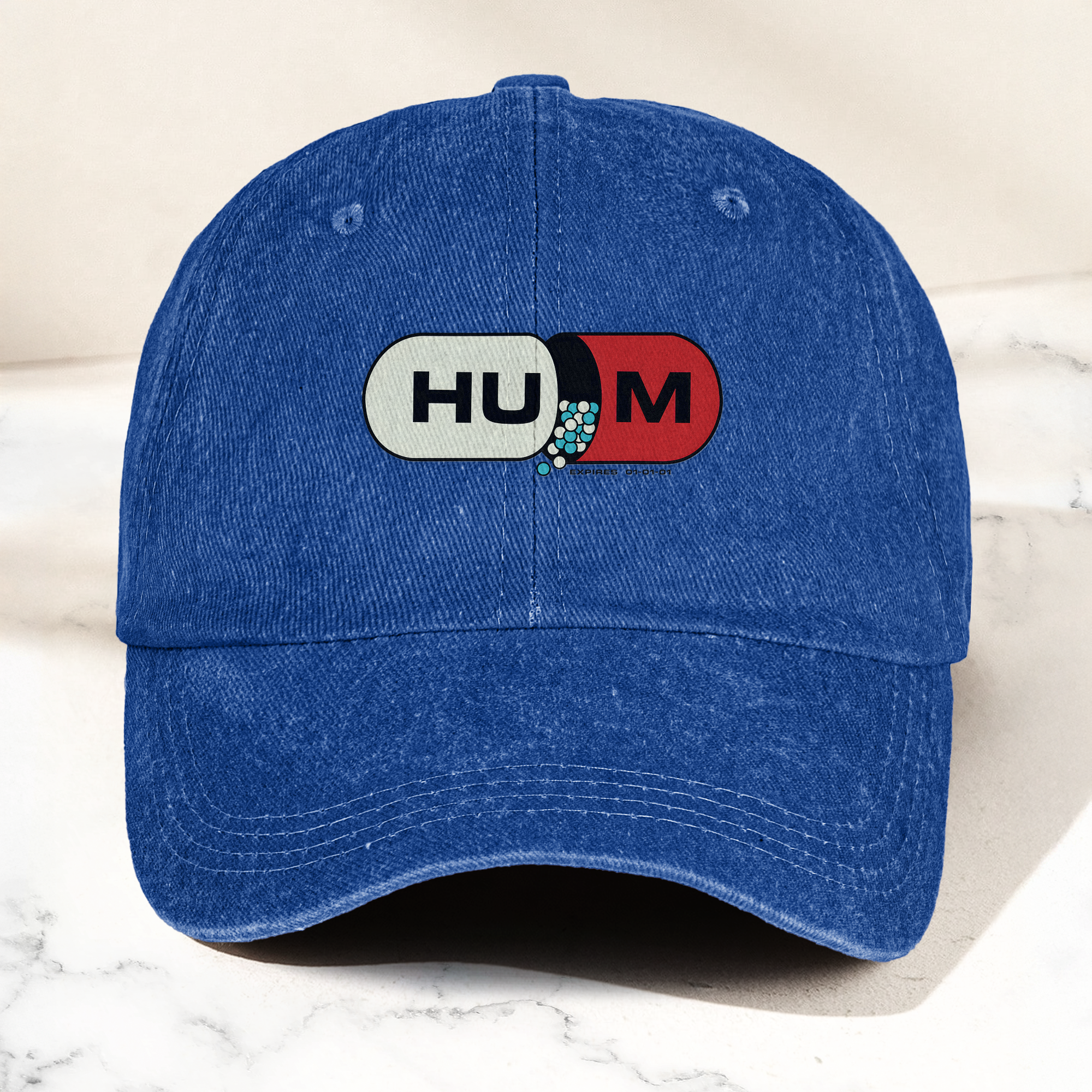 Hum Medication Parody Vintage Dad Hat Funny Graphic Hum Band Cotton Cap (With Box)