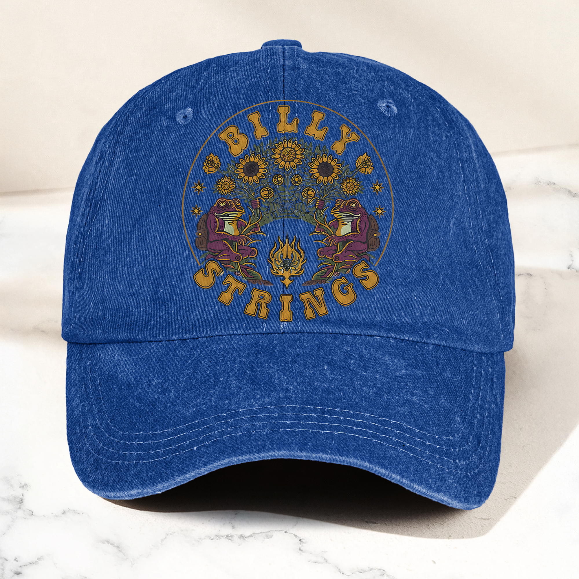 Billy Strings Sunflowers Frog Graphic Cosmic Bluegrass Retro Denim Cap Retro Vintage Dad Cap Gift For Dad (With Box)