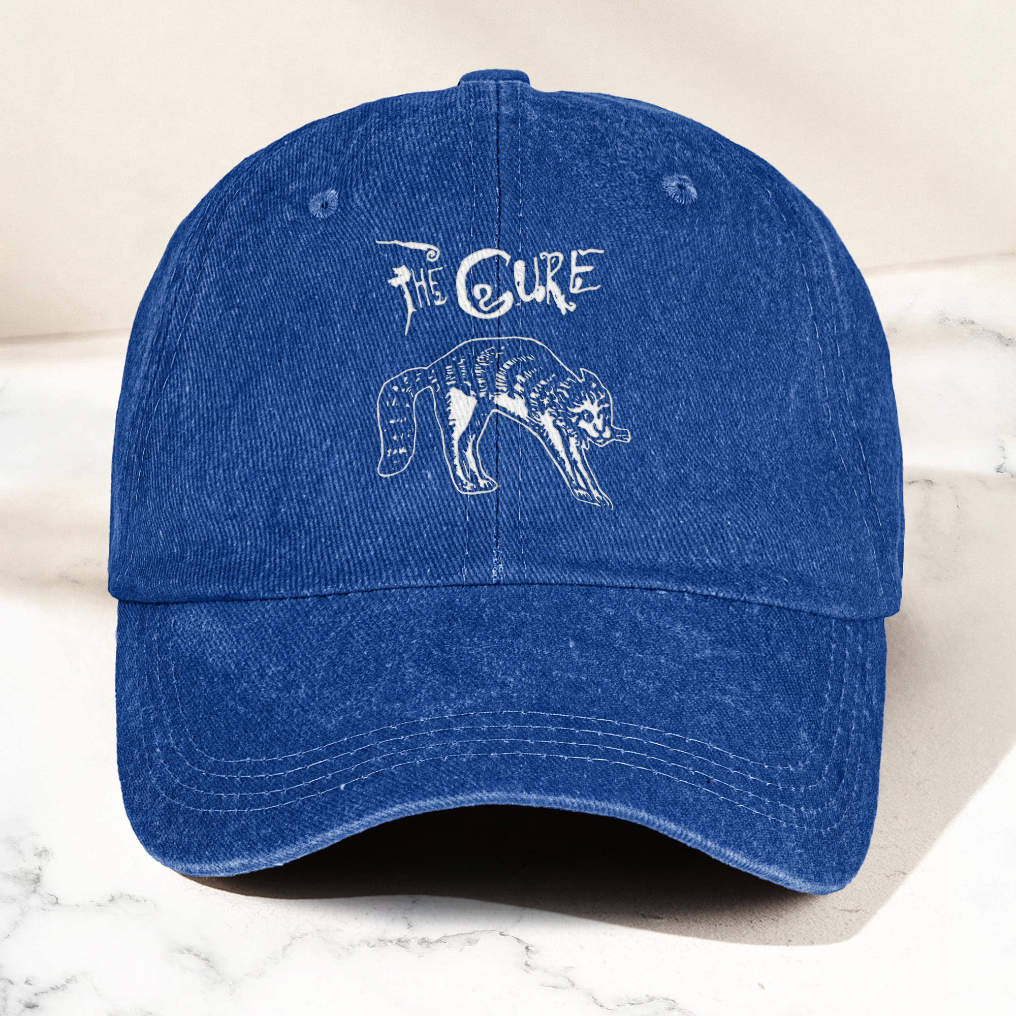 The Cure Rare Cat Artwork Vintage Denim Cap Retro The Cure Band Merch Gift for Dad (With Box)