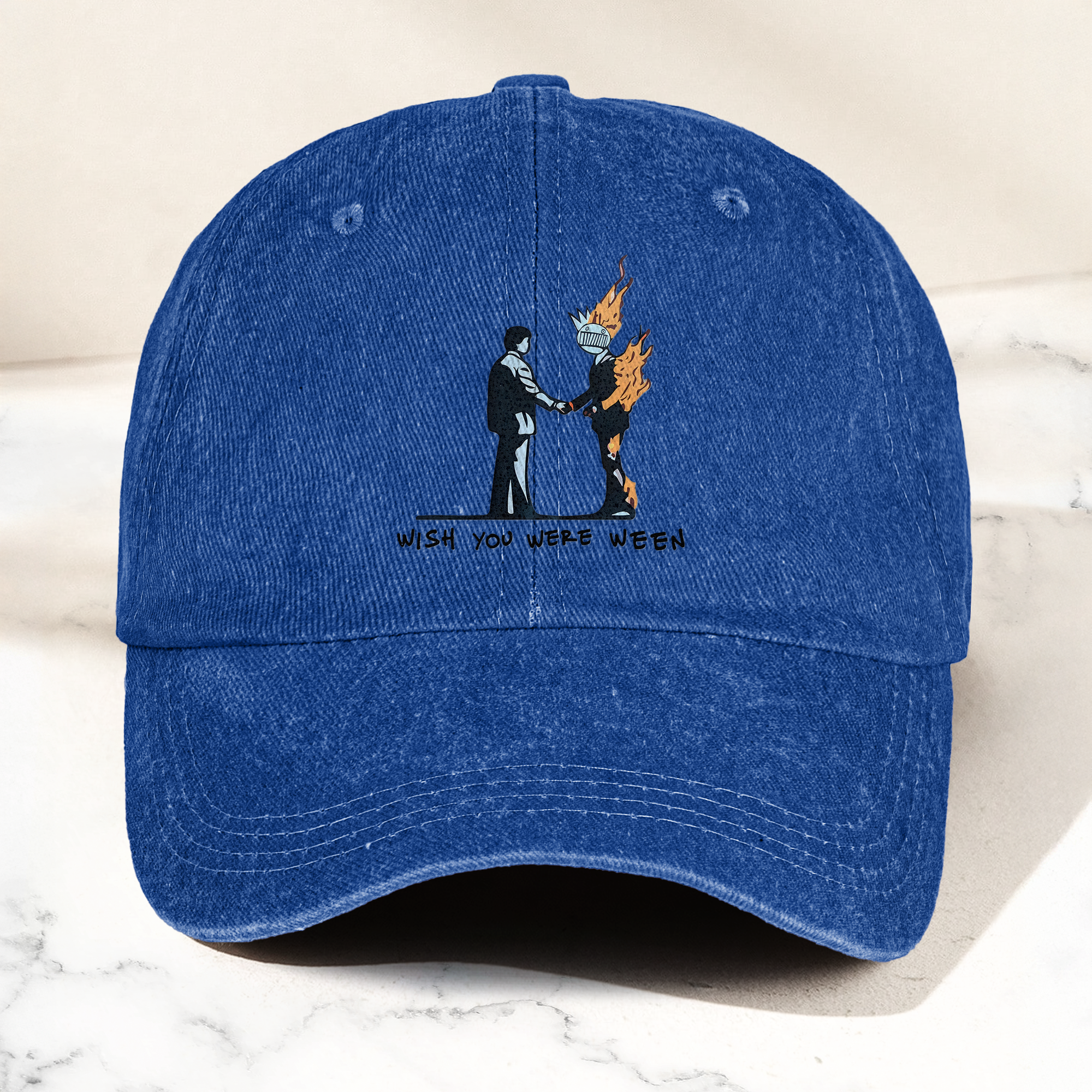 Wish You Were Ween Pink Floyd Denim Cap Retro Pink Floyd Merch Gift for Dad (With Box)