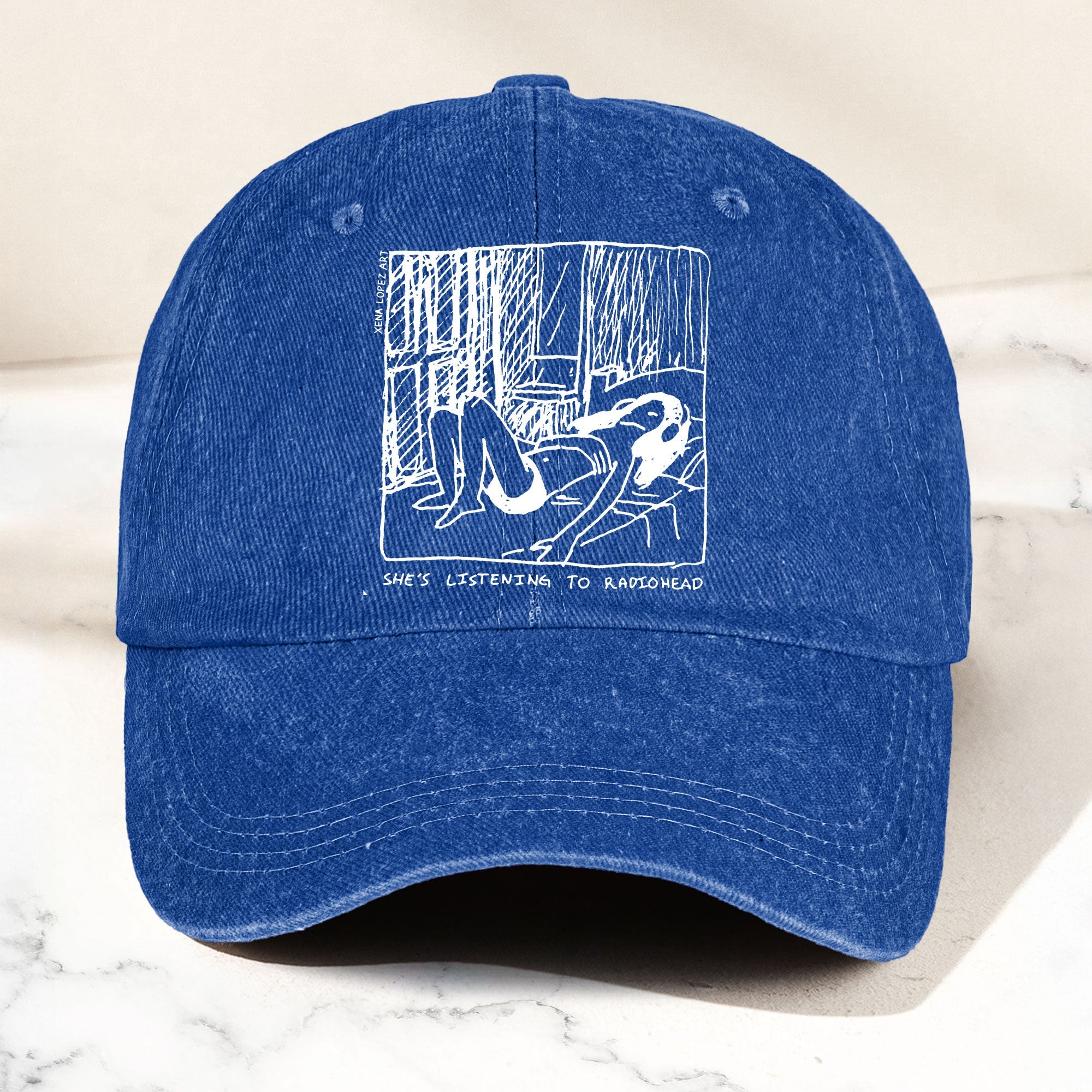 She's Listening to Radiohead Denim Cap Retro Radiohead Tribute Merch Dad Hat (With Box)