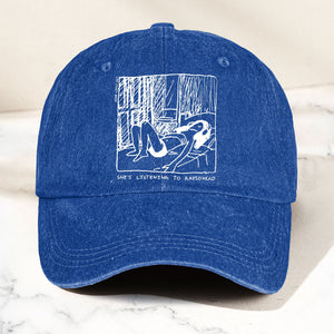 She's Listening to Radiohead Denim Cap Retro Radiohead Tribute Merch Dad Hat (With Box)