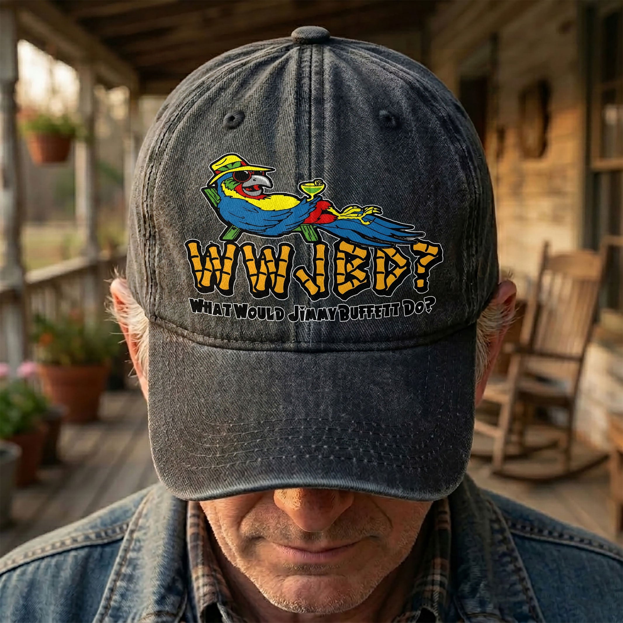 What Would Jimmy Buffett Do Denim Cap Retro Jimmy Buffett Merch Dad Hat (With Box)