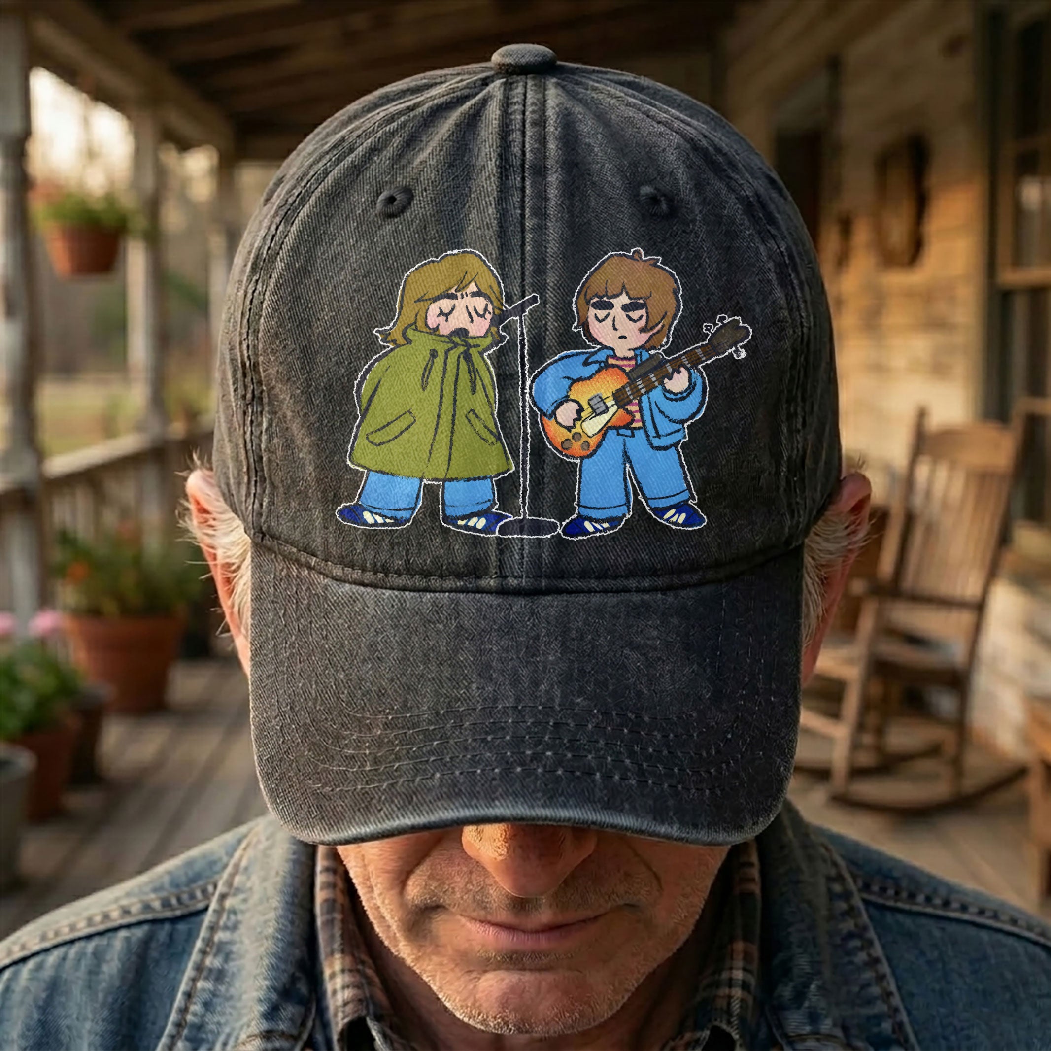 Noel & Liam Gallagher Oasis Denim Cap Vintage Oasis Merch Gift for Dad (With Box)