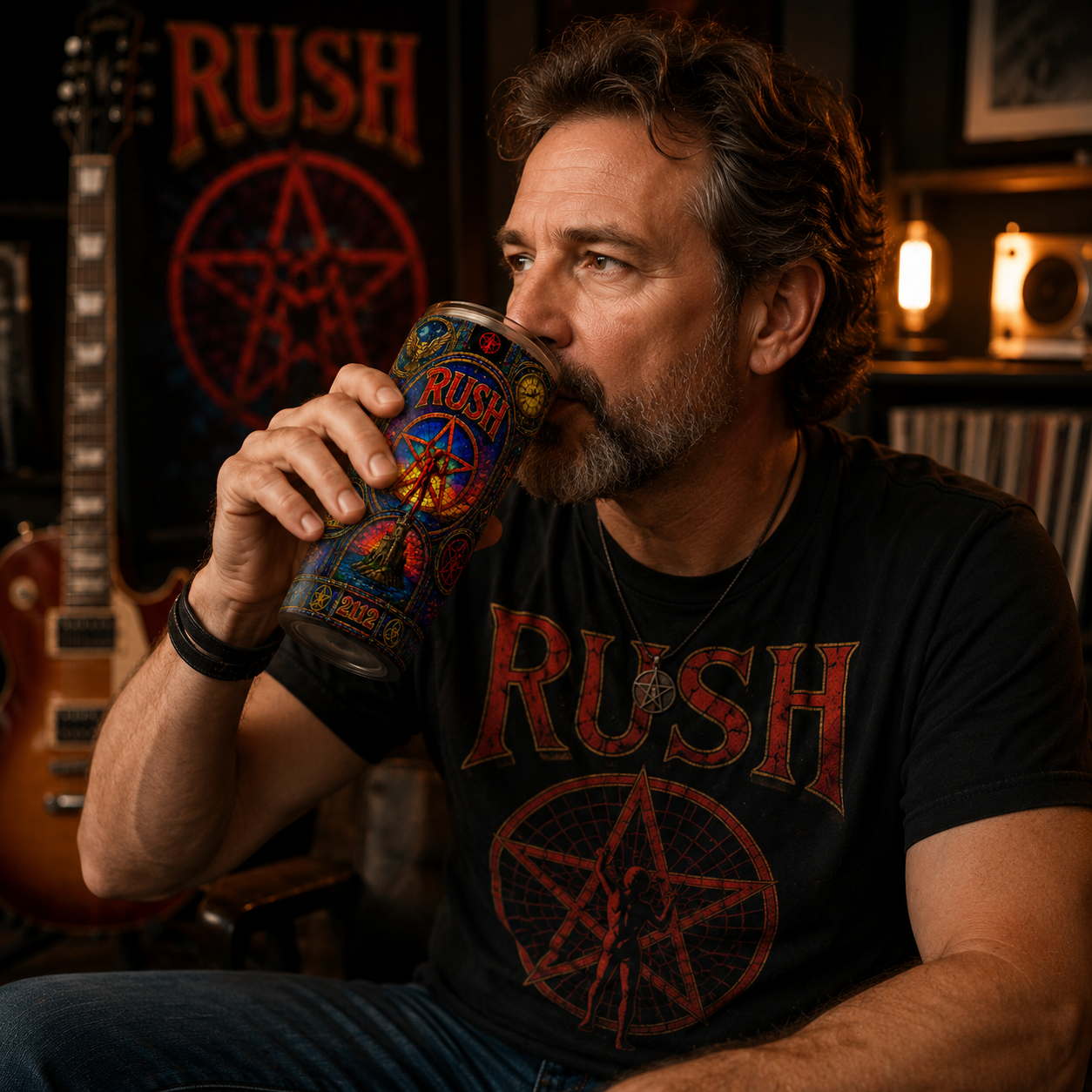 Rush 2112 Stained Glass Tumbler 20oz 40oz Stainless Steel Travel Mug Inspired by Classic Progressive Rock