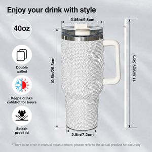 AC/DC 40oz Rhinestone Insulated Tumbler with Handle Rock Band Stainless Steel Travel Mug with Straw and Lid