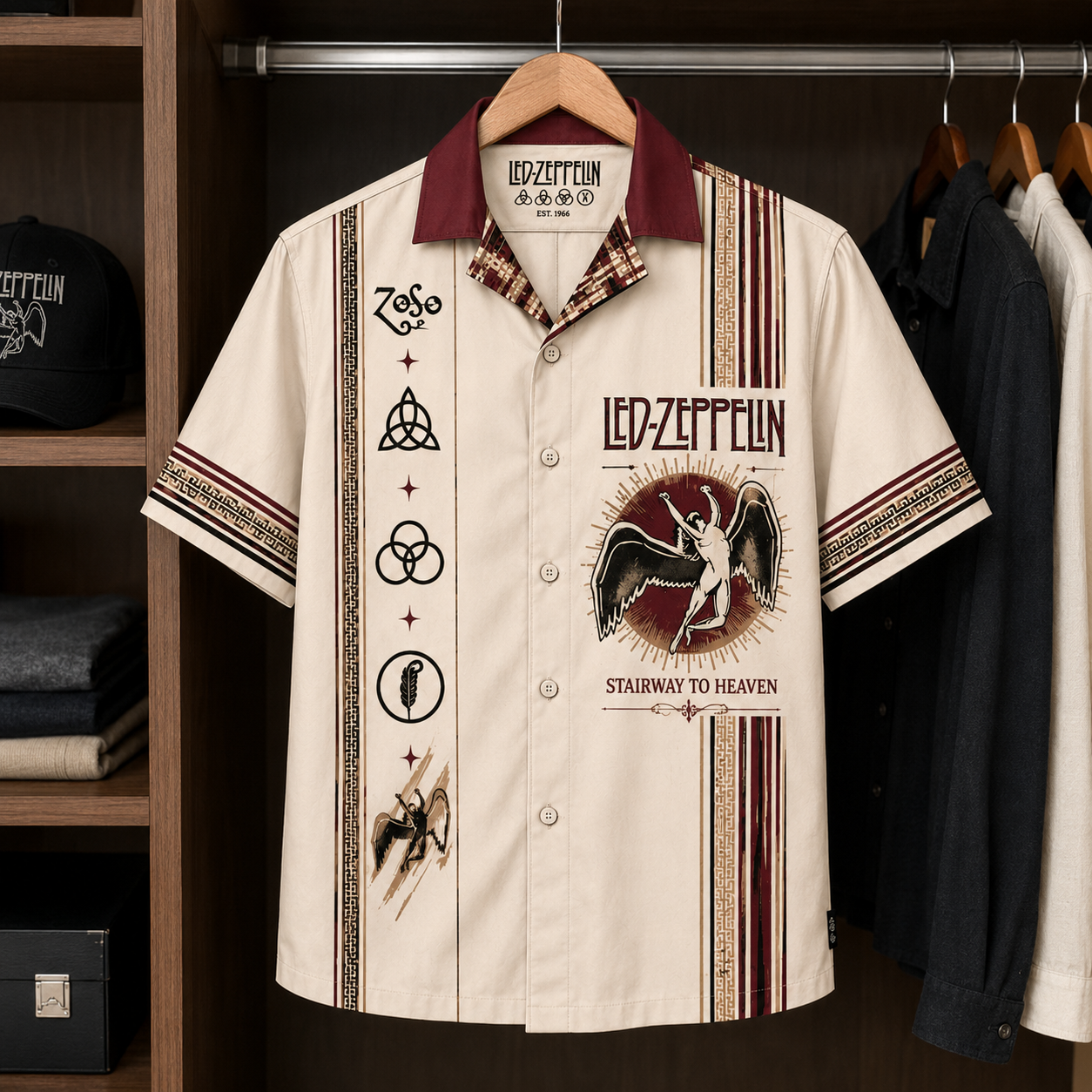 Led Zeppelin Luxury Design Hawaiian Shirt - Mexican Inpsired Swan Song Hawaiian Shirt