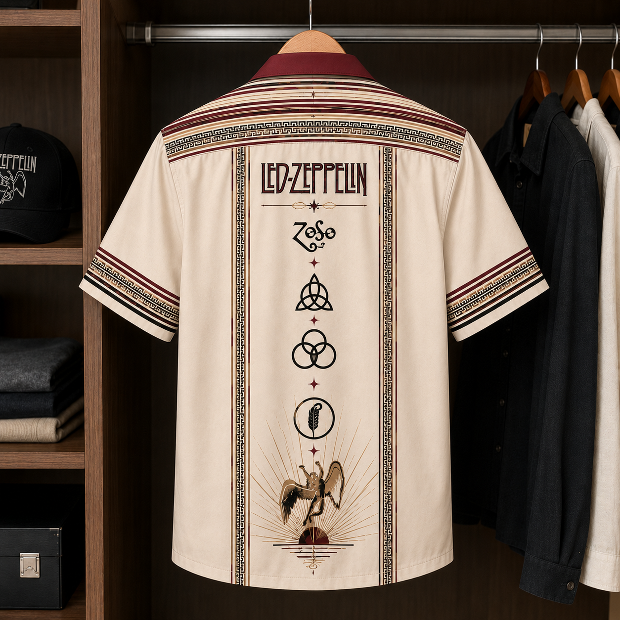 Led Zeppelin Luxury Design Hawaiian Shirt - Mexican Inpsired Swan Song Hawaiian Shirt