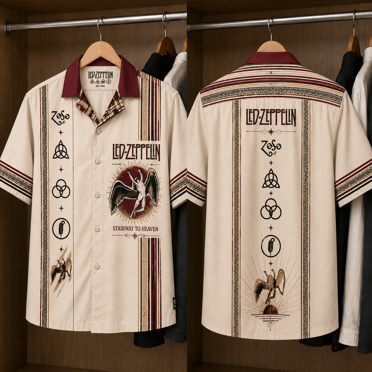Led Zeppelin Luxury Design Hawaiian Shirt - Mexican Inpsired Swan Song Hawaiian Shirt