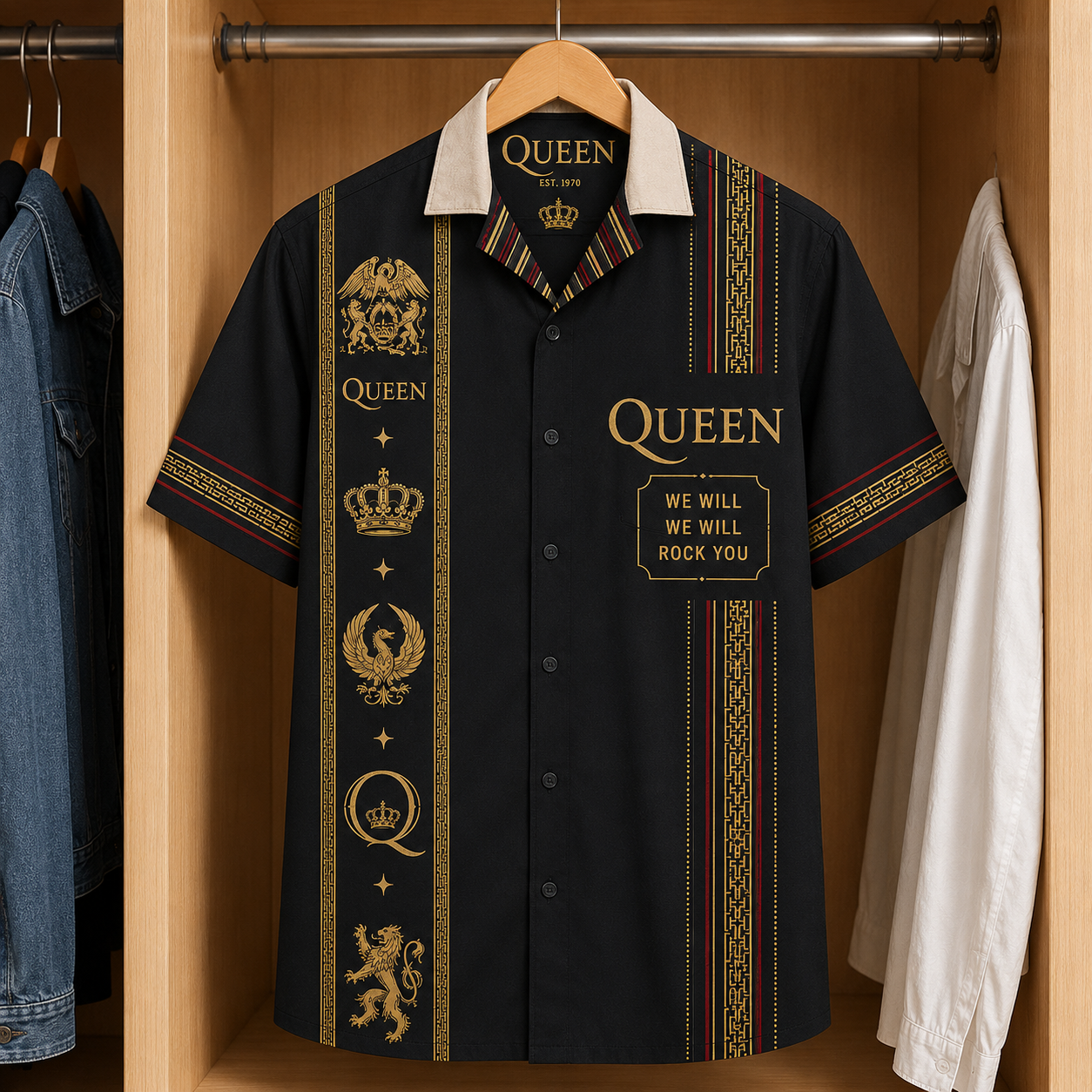 Queen Luxury Design Hawaiian Shirt - Mexican Inpsired Hawaiian Shirt Black Version