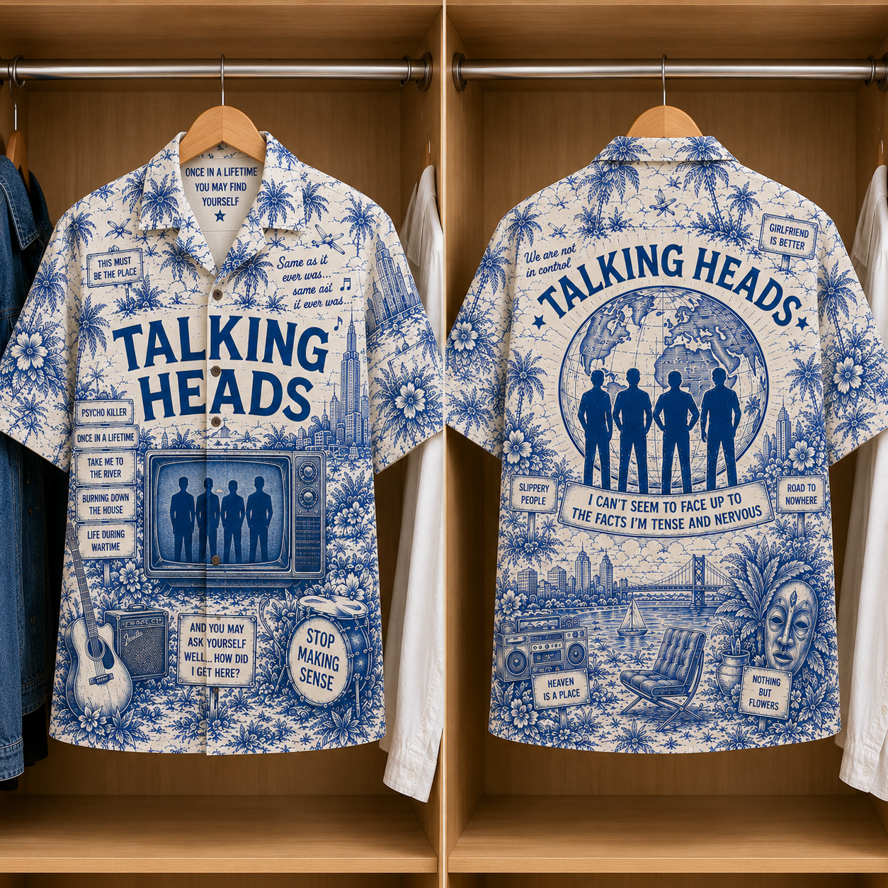 Talking Heads Luxury Design Hawaiian Shirt - Tropical Blue Inpsired Hawaiian