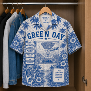 Green Day Luxury Design Hawaiian Shirt - Tropical Blue Inpsired Hawaiian