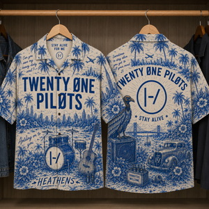 Twenty One Pilots Tropical Hawaiian Shirt - Tropical Blue Inpsired Hawaiian Shirt Classic