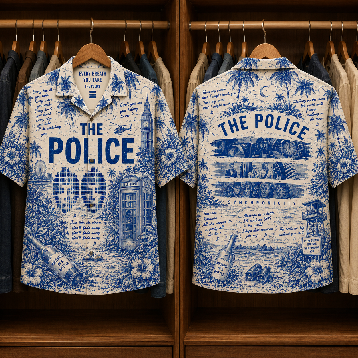 The Police Tropical Hawaiian Shirt - Tropical Blue Inpsired Hawaiian Shirt Classic