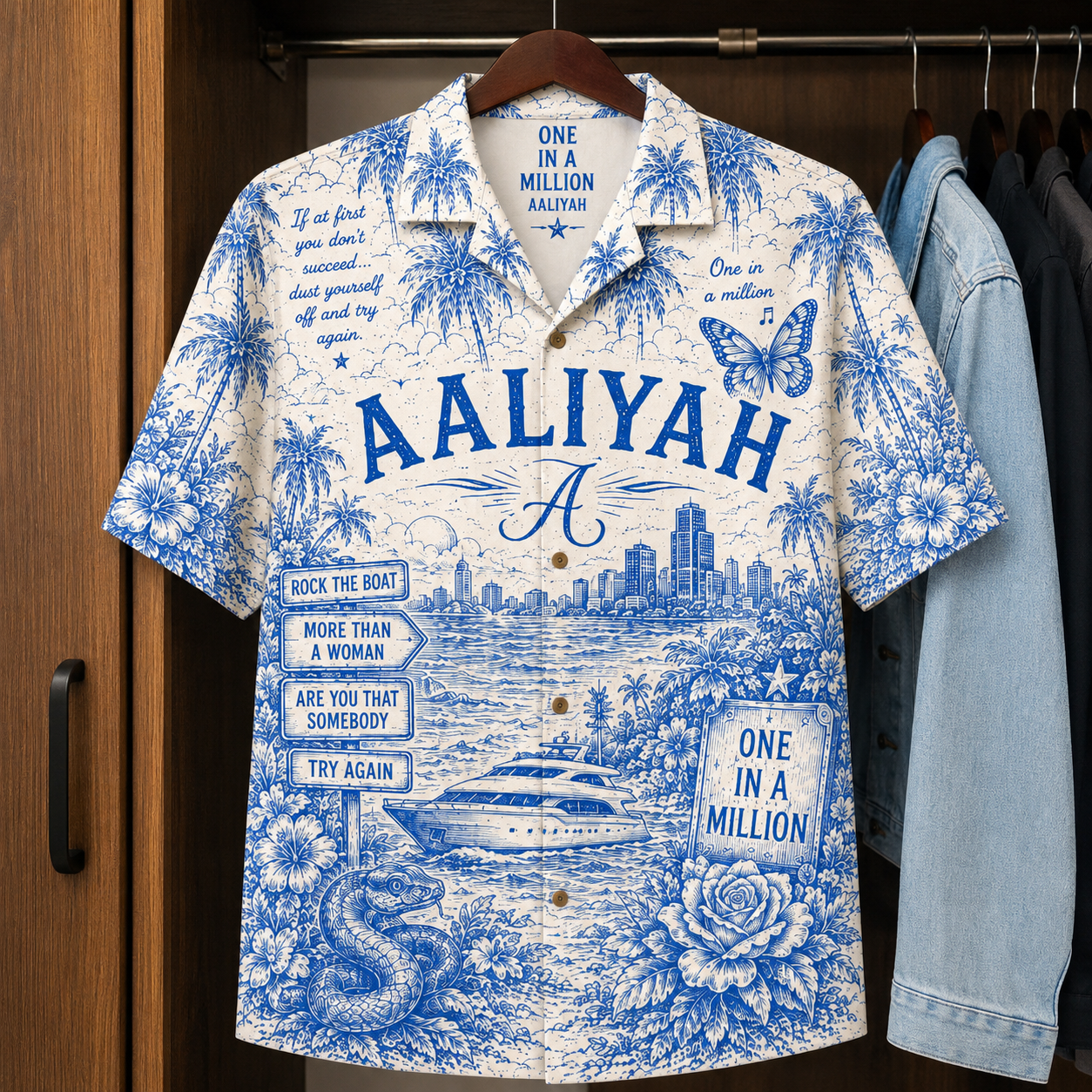 Aaliyah Tropical Hawaiian Shirt - Tropical Blue Inpsired Hawaiian Shirt