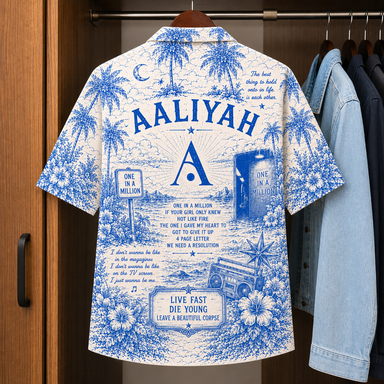 Aaliyah Tropical Hawaiian Shirt - Tropical Blue Inpsired Hawaiian Shirt