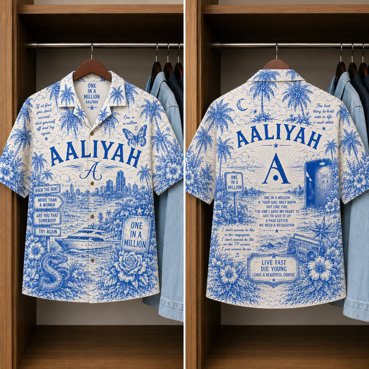 Aaliyah Tropical Hawaiian Shirt - Tropical Blue Inpsired Hawaiian Shirt