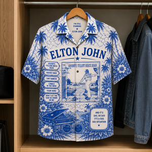 Elton John Tropical Hawaiian Shirt - Tropical Album Cover Inpsired Hawaiian Shirt