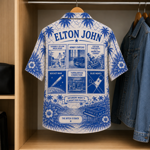 Elton John Tropical Hawaiian Shirt - Tropical Album Cover Inpsired Hawaiian Shirt