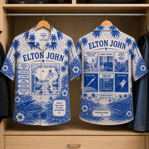 Elton John Tropical Hawaiian Shirt - Tropical Album Cover Inpsired Hawaiian Shirt